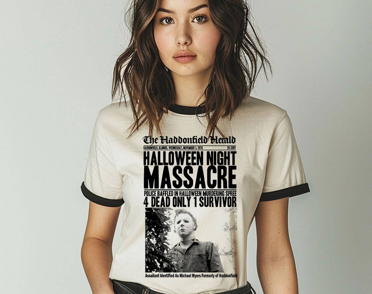 Halloween Night Massacre - Horror Halloween Ringer Shirt Hoodie, Sweatshirt | PodTeesHub.com