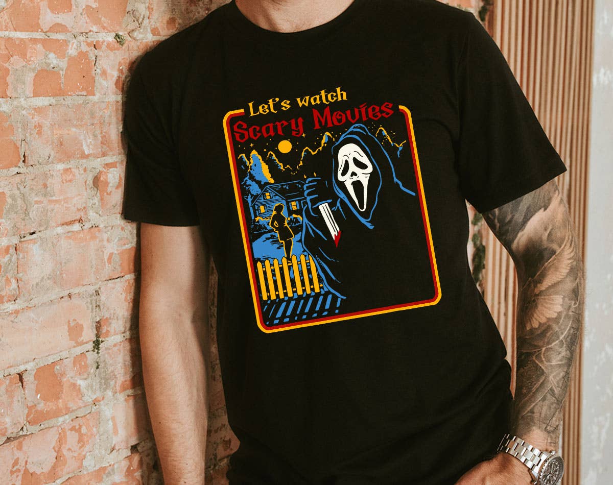 Let's Watch Horror Movies Scream - Retro Halloween T-Shirt Hoodie, Sweatshirt | PodTeesHub.com