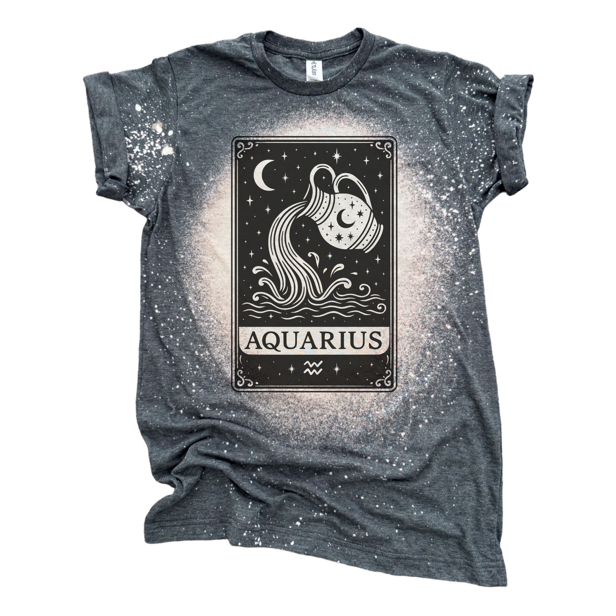 Aquarius Tarot – Bleached Zodiac Tee Hoodie, Sweatshirt | PodTeesHub.com