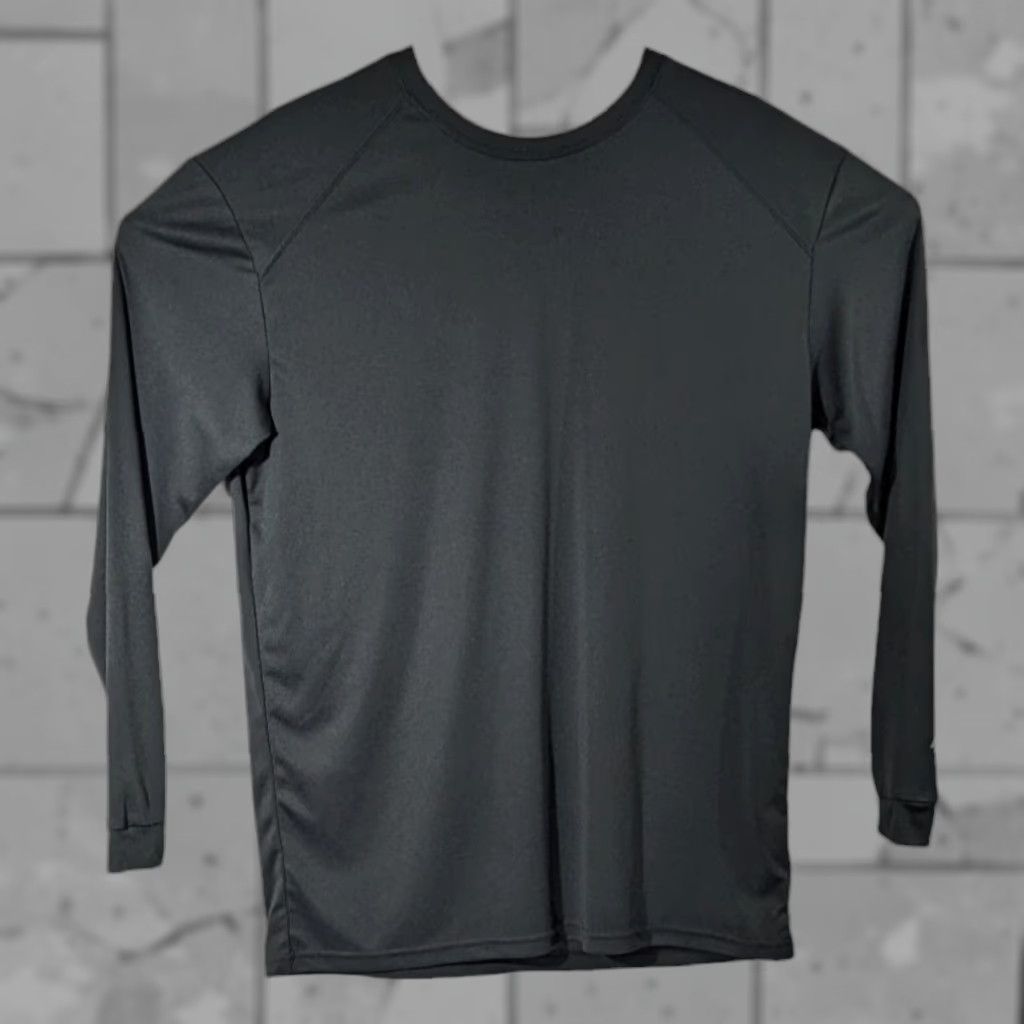 Vintage Bsn Mens Black Athletic Shirt Long Sleeve L Polyester Mock Crew Neck Sports T Shirt Activewe Hoodie, Sweatshirt