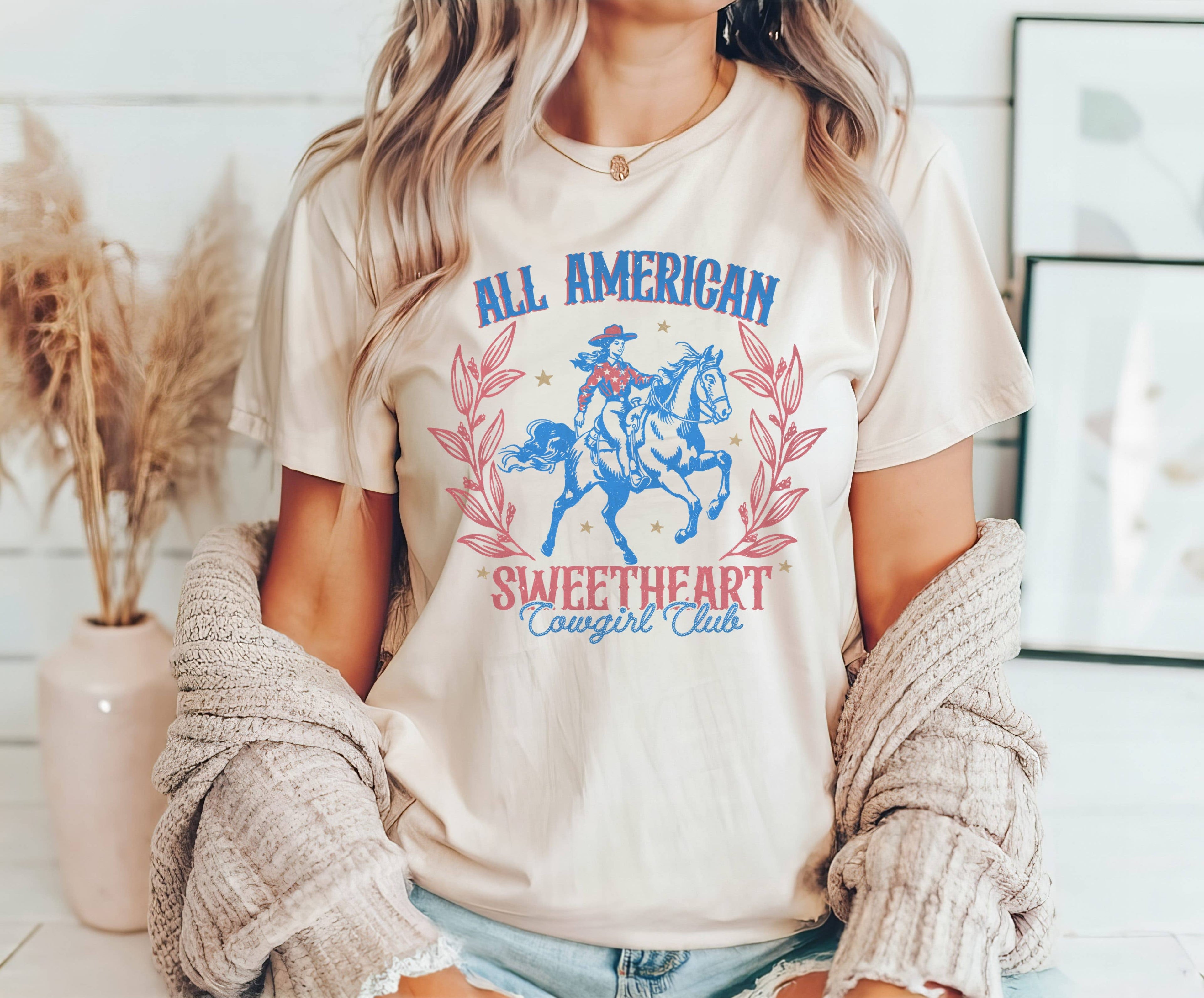 All American Sweetheart Tee | Patriotic T Shirt | Usa Tee Hoodie, Sweatshirt | PodTeesHub.com