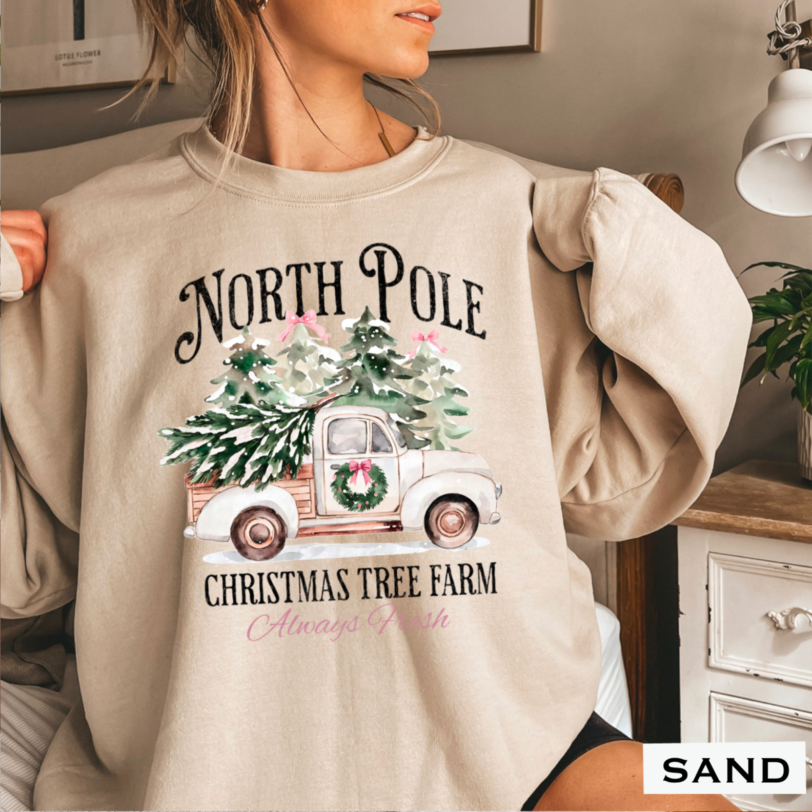 North Pole Christmas Tree Farm Graphic Sweatshirt | Gildan T-Shirts, Hoodie | PodTeesHub.com
