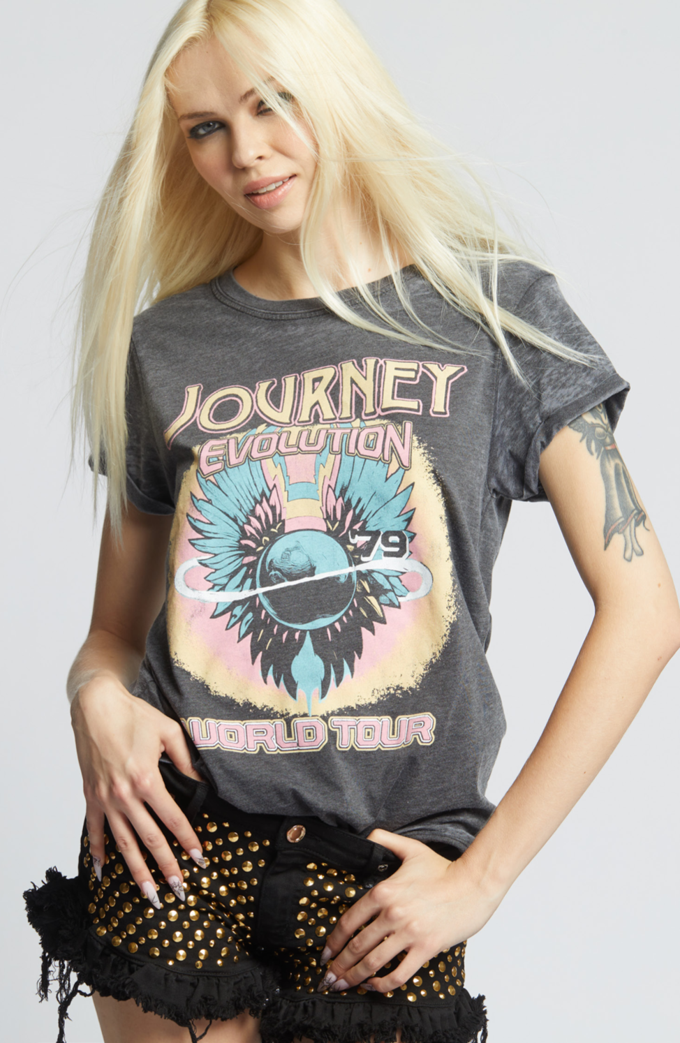 303317 - 130 Journey Burnout Graphic Tee Hoodie, Sweatshirt | PodTeesHub.com