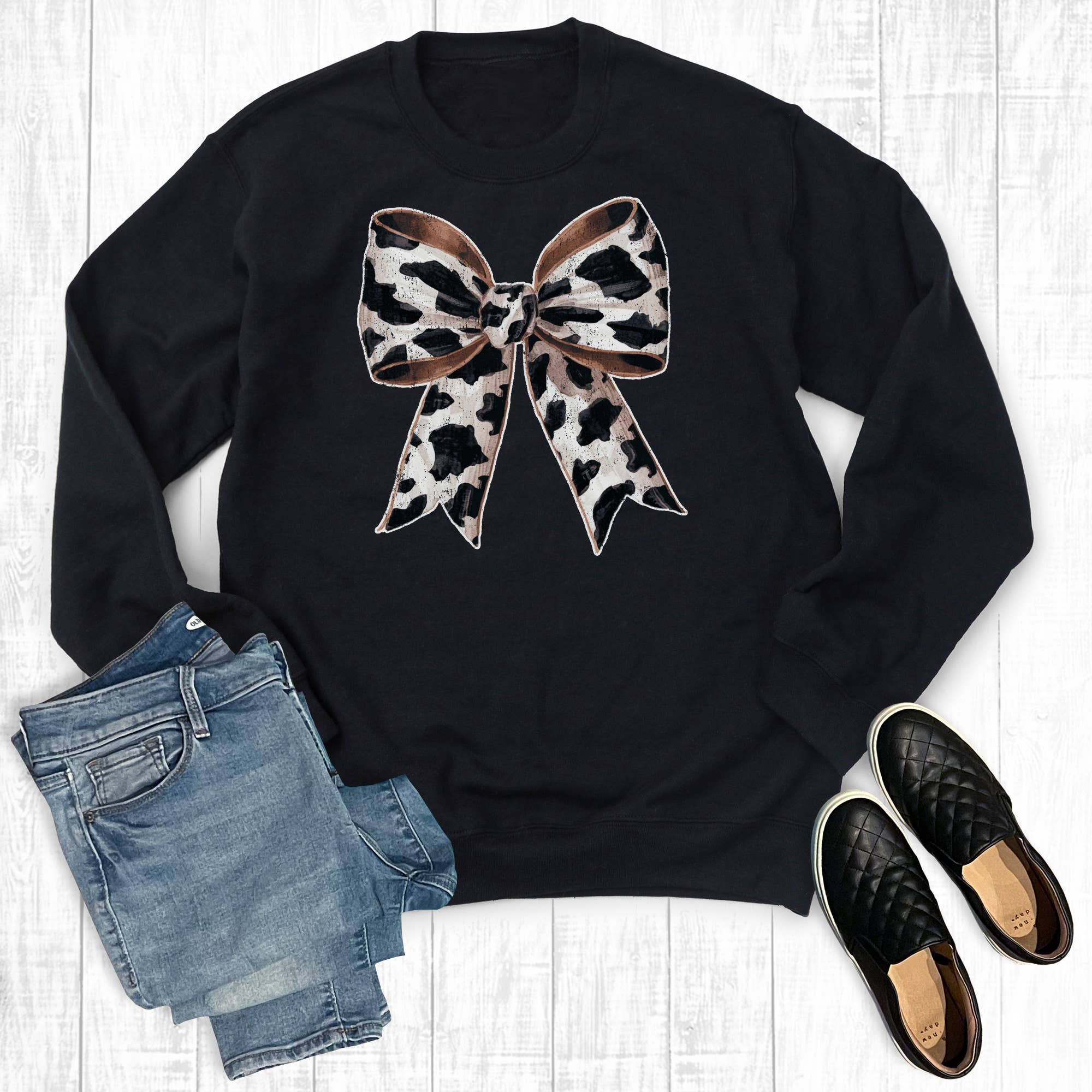 Western Coquette Cow Bow Sweatshirt T-Shirts, Hoodie | PodTeesHub.com