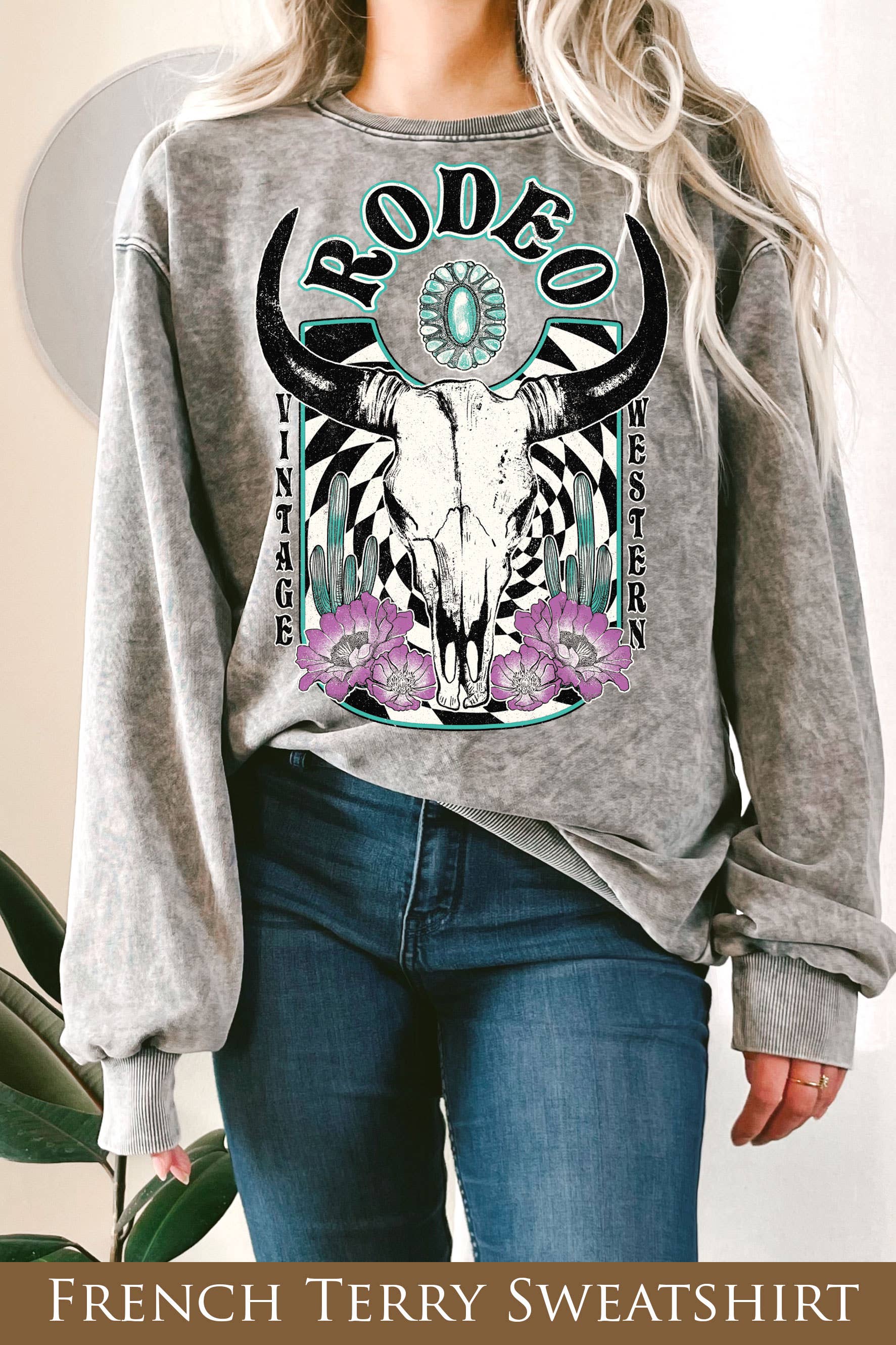 Rodeo Vintage Western Mineral Graphic Terry Sweatshirt T-Shirts, Hoodie | PodTeesHub.com