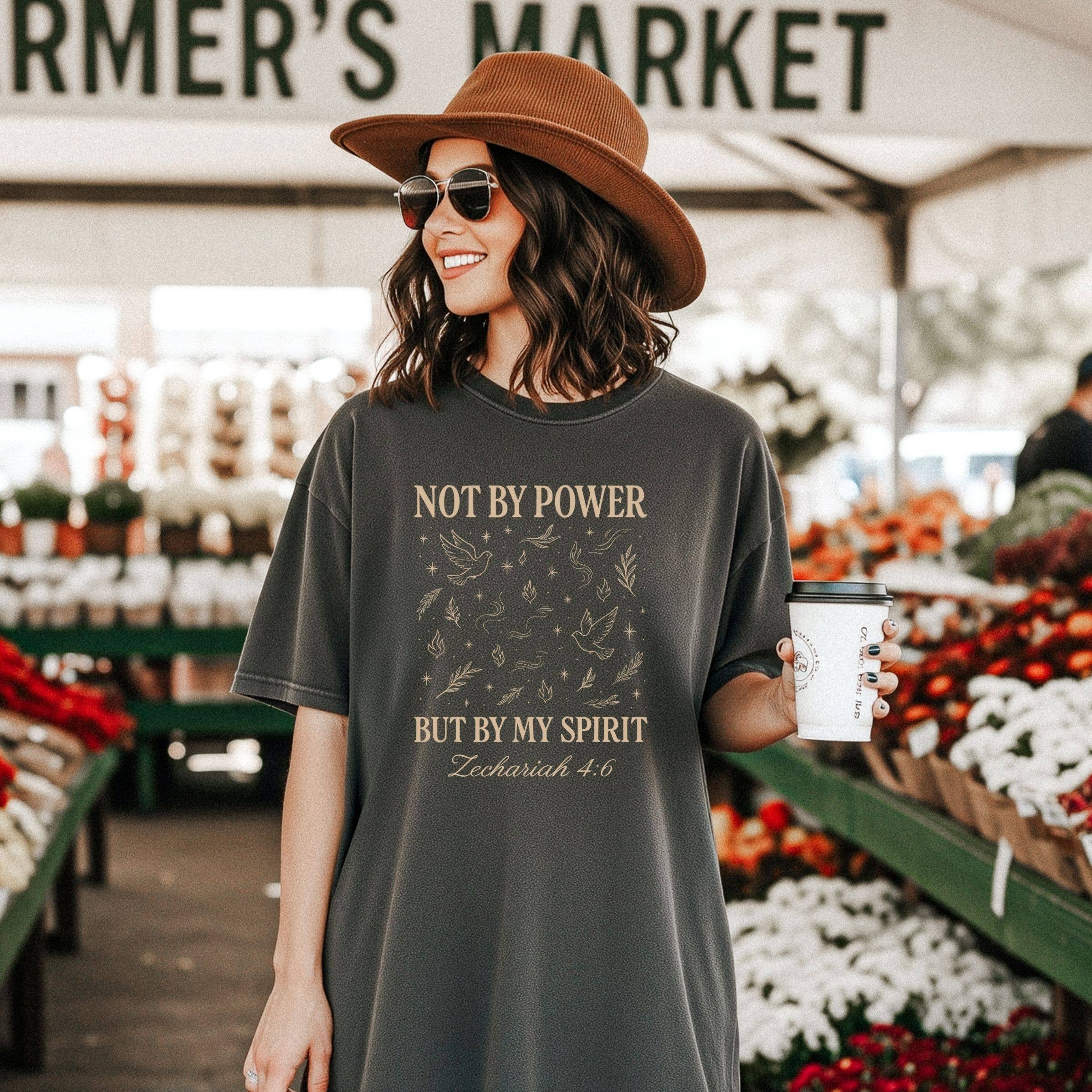 Not By Power But By Spirit Western Spring Floral Graphic Tee Hoodie, Sweatshirt | PodTeesHub.com