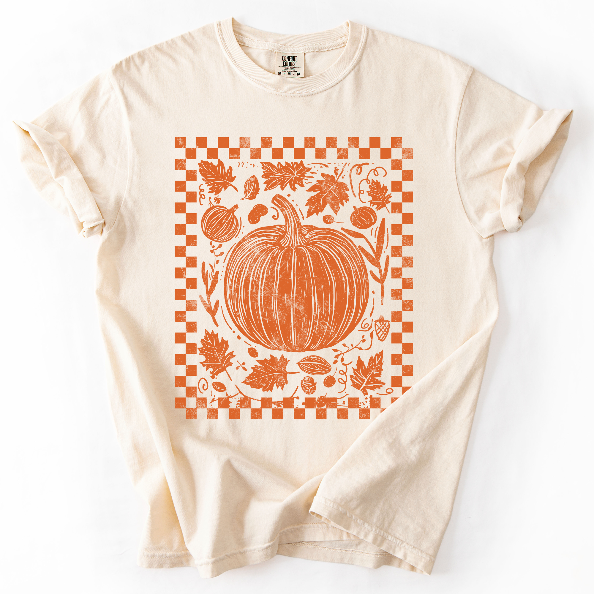 Checkered Pumpkin, Minimalist, Autumn, Fall, T-Shirt Hoodie, Sweatshirt | PodTeesHub.com