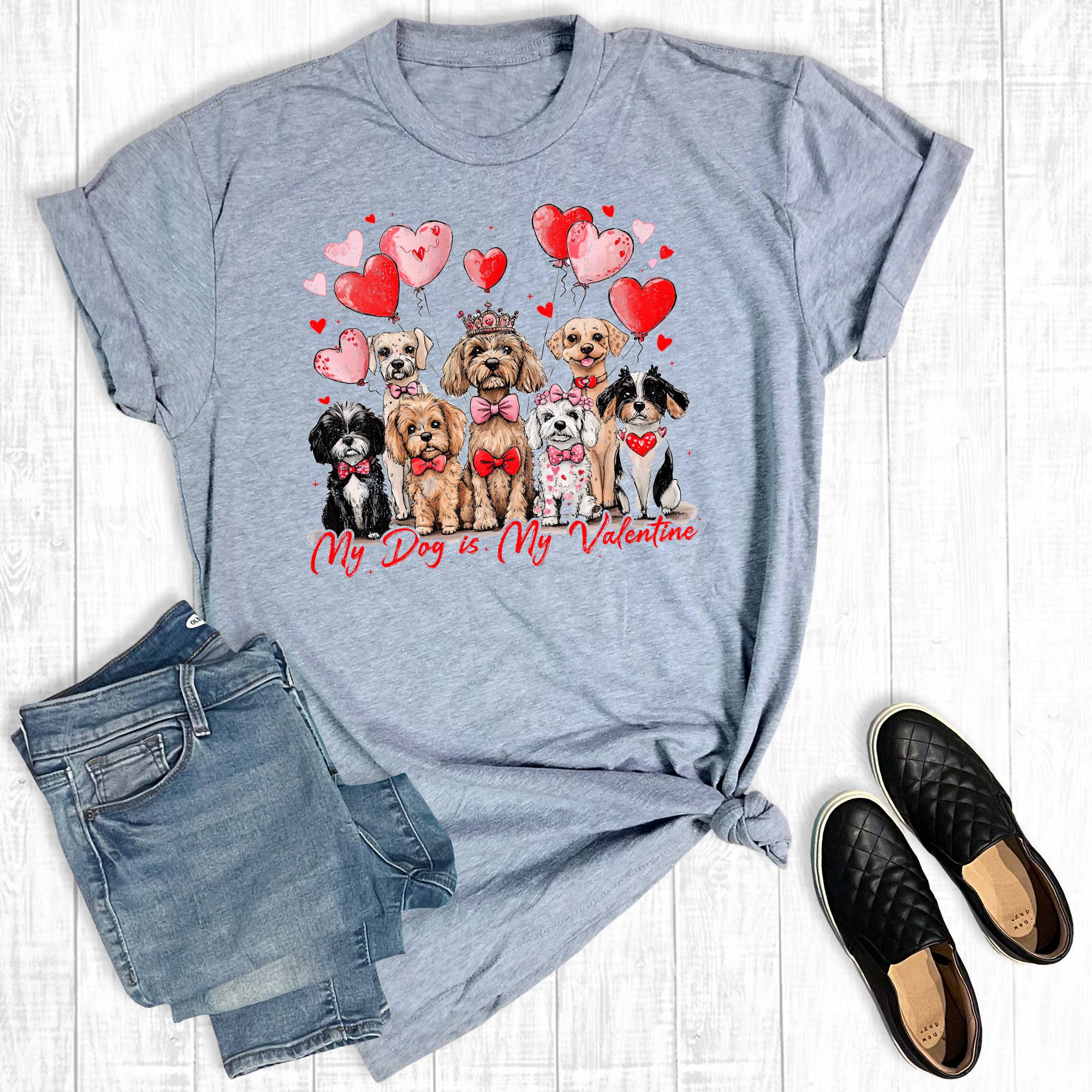 Valentines Pets My Dog Is My Valentine Graphic Tee Hoodie, Sweatshirt | PodTeesHub.com
