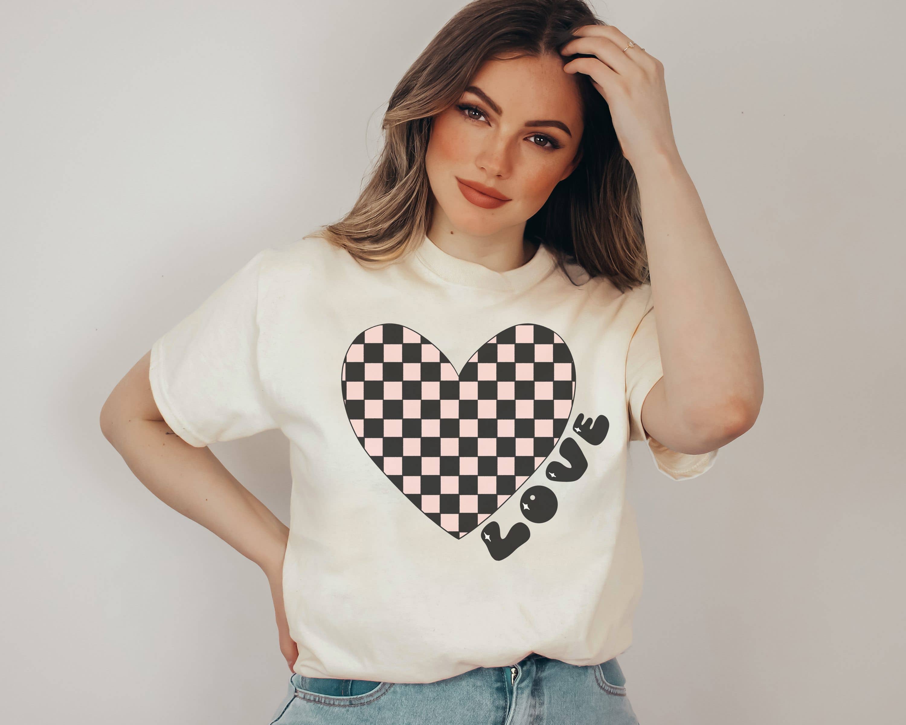 Checkered Heart Valentine Tee Hoodie, Sweatshirt | PodTeesHub.com