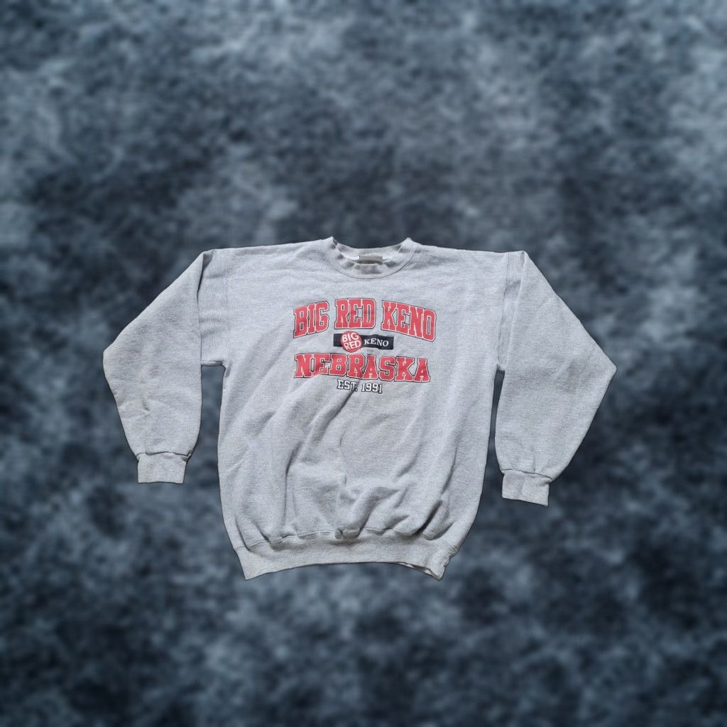 Hanes Vintage Big Red Keno Sweatshirt Mens Medium Gray Nebraska Casino Graphic Crewneck 90s Hanes Ul T-Shirts, Hoodie