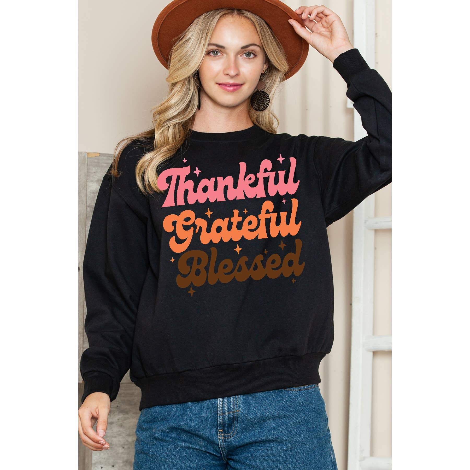 Thankful Gratful Blessed - Crewneck Sweatshirt T-Shirts, Hoodie | PodTeesHub.com