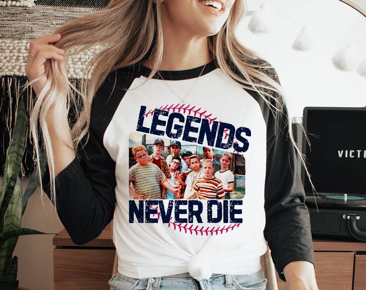 Legends Never Die Sandlot -  Baseball Raglan T-Shirt Hoodie, Sweatshirt | PodTeesHub.com