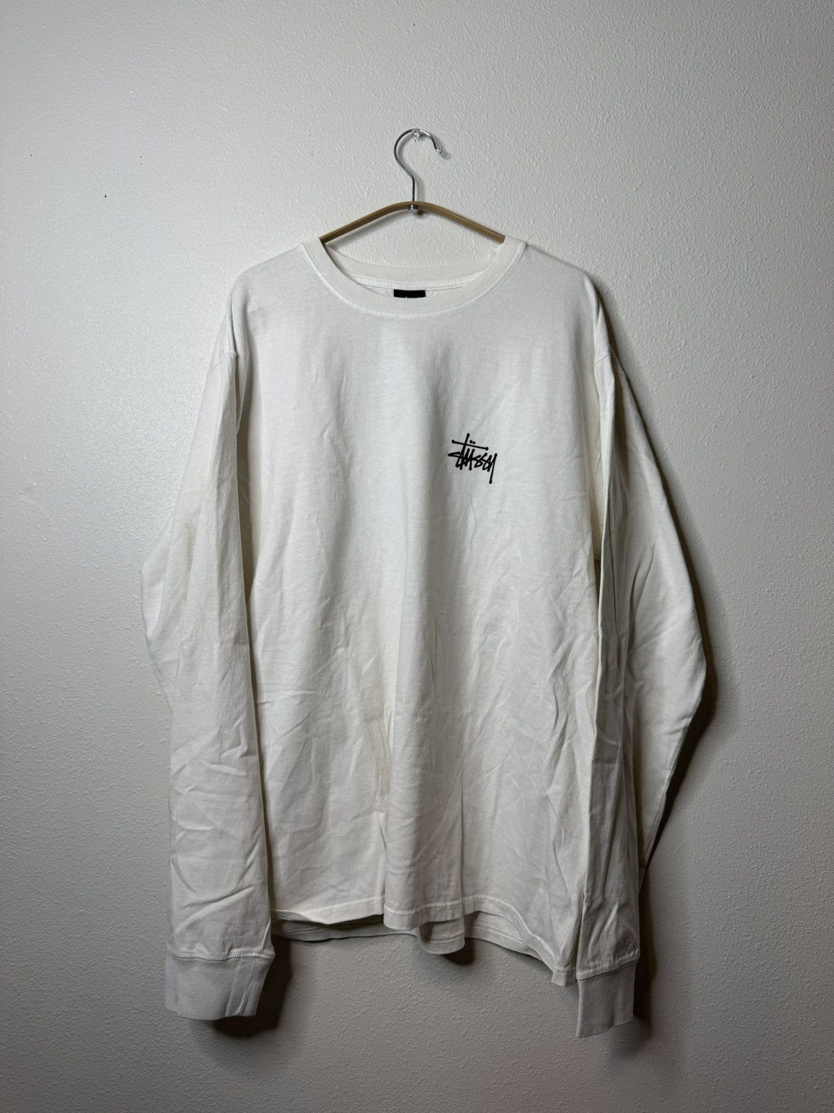 Stussy Basic Pigment Dyed Ls White Nwt Large Ships Fast T-Shirts, Hoodie, Sweatshirt