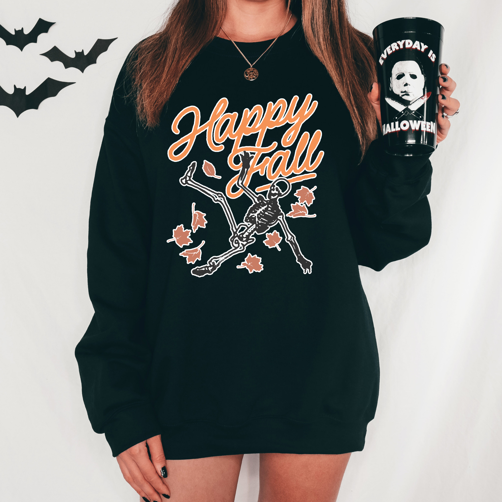 Happy Fall Halloween Hoodie or Crewneck Sweatshirt T-Shirts | PodTeesHub.com