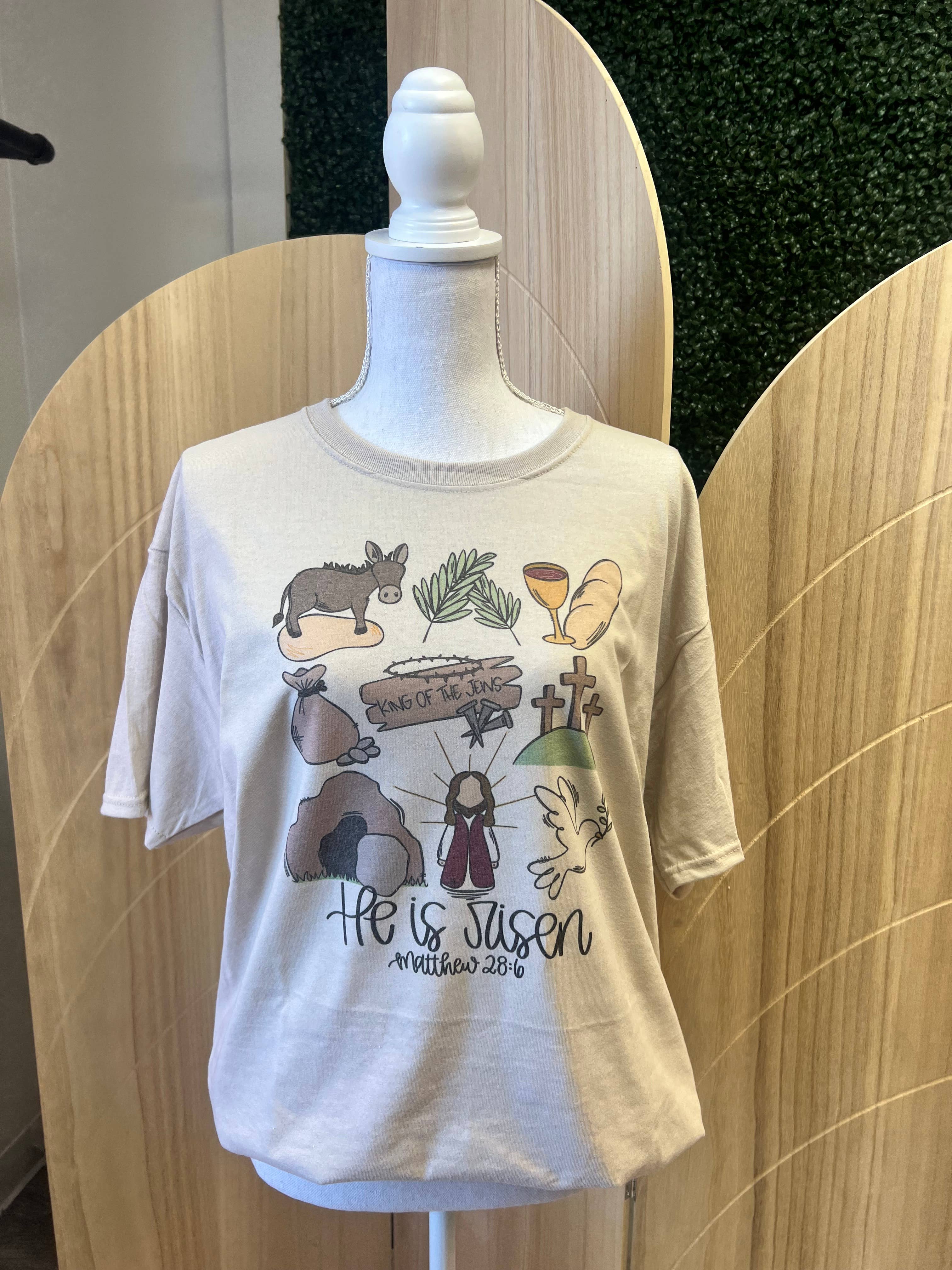 Easter Collage He Is Risen On Sand Tee Hoodie, Sweatshirt | PodTeesHub.com