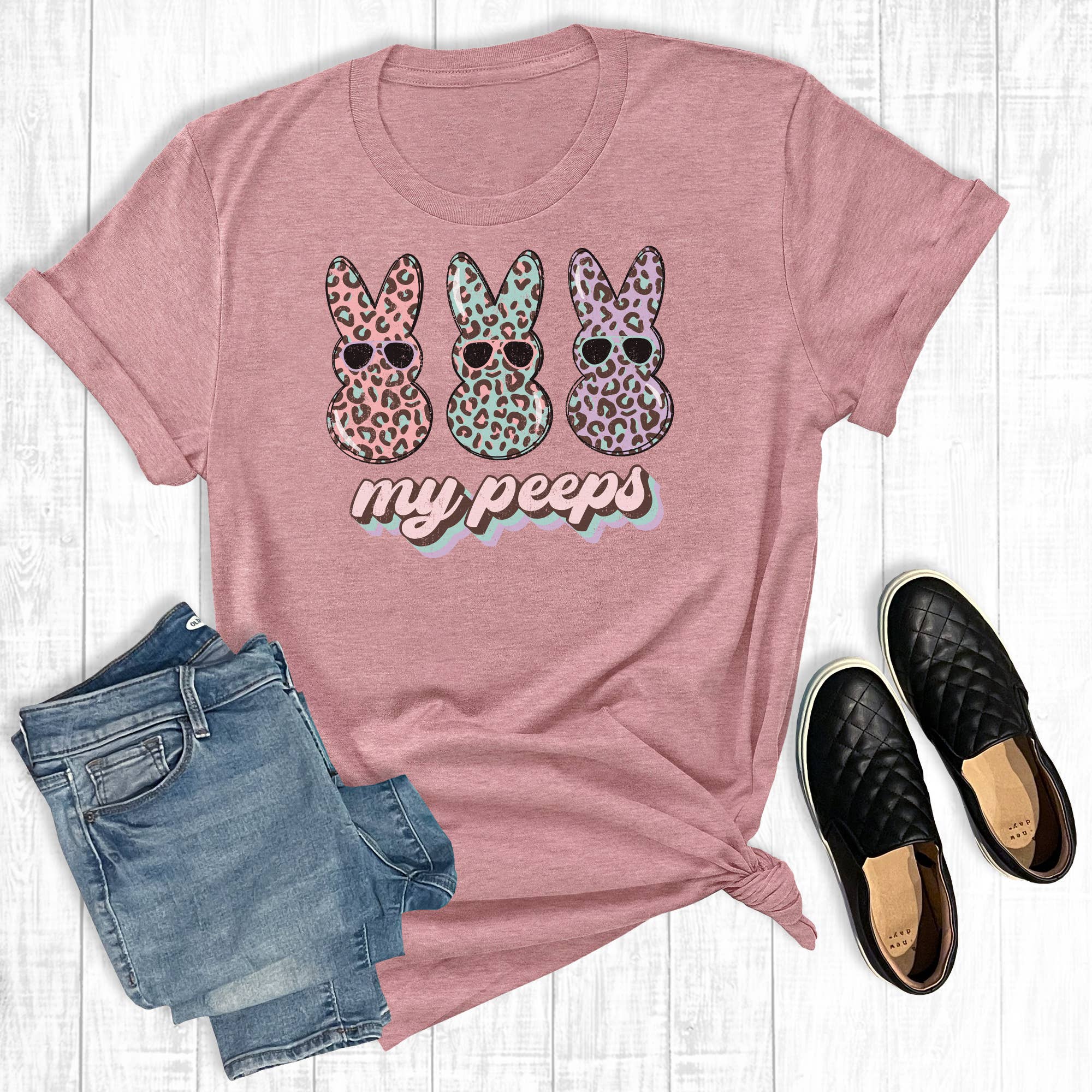 Leopard My Peeps Easter Graphic Tee Hoodie, Sweatshirt | PodTeesHub.com
