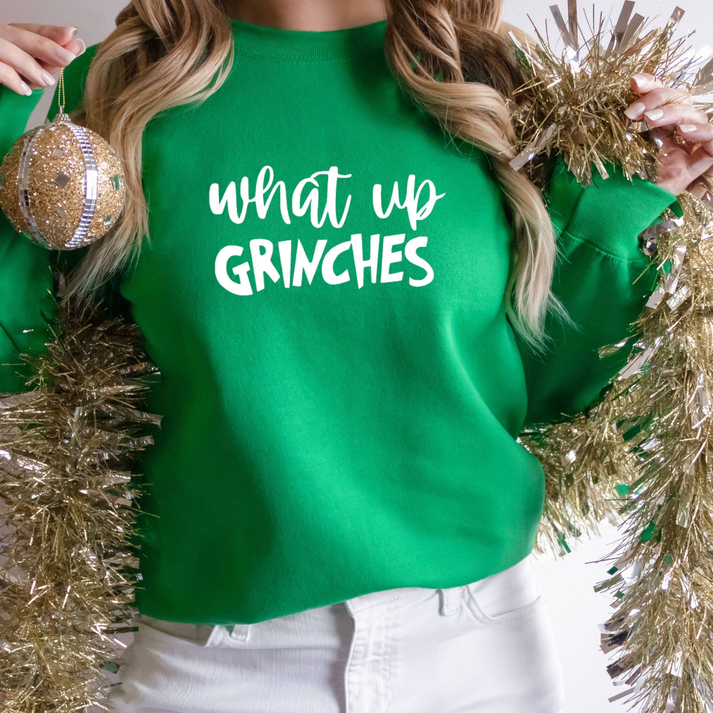 What Up Grinches Christmas Sweatshirt -  Graphic Tee Hoodie | PodTeesHub.com