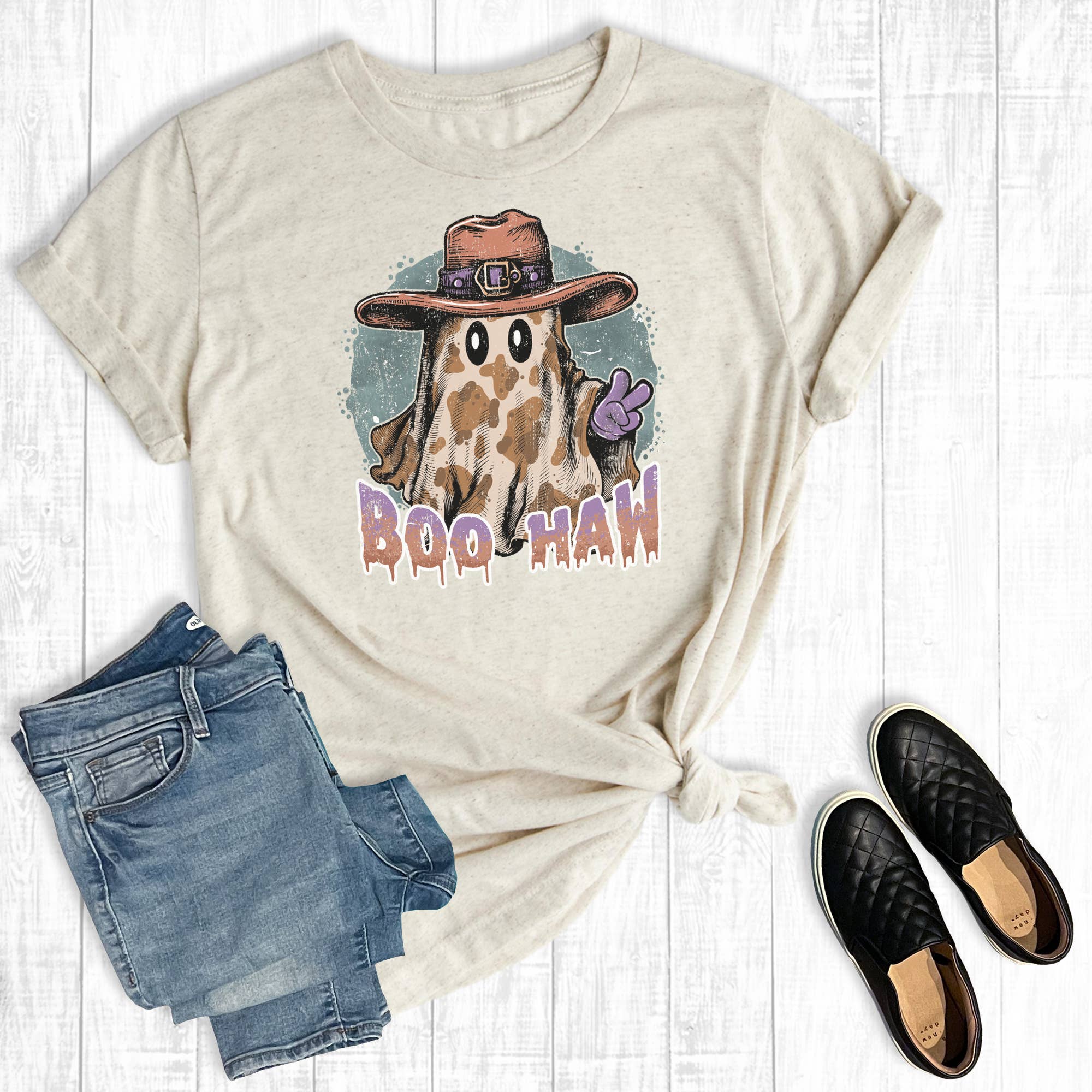 Halloween Western Boo Haw Graphic Tee Hoodie, Sweatshirt | PodTeesHub.com