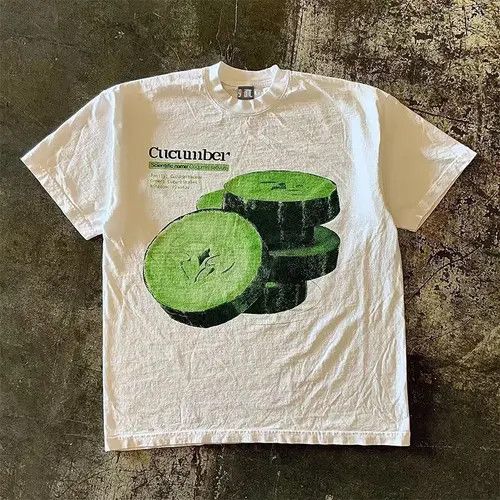 Other White Trendy Retro T Shirt With Cucumber Pattern Hoodie, Sweatshirt | PodTeesHub.com