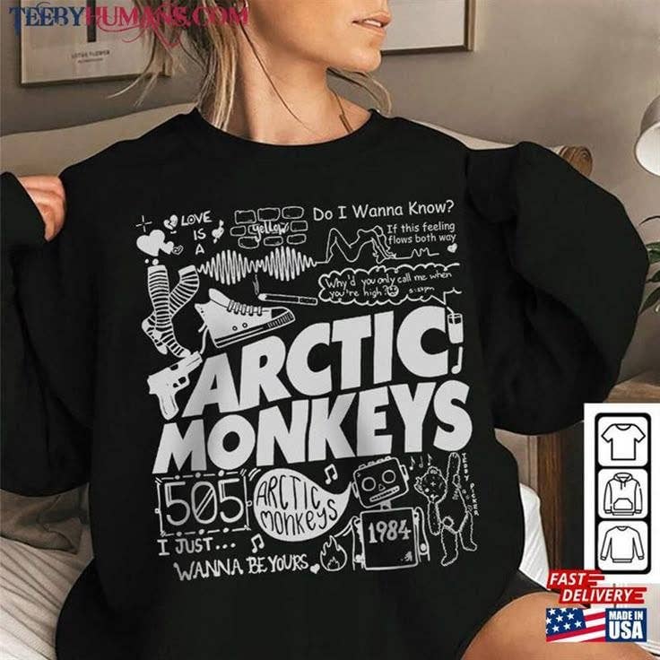 Arctic Monkeys Retro Doodle Art Graphic Tee Hoodie, Sweatshirt | PodTeesHub.com