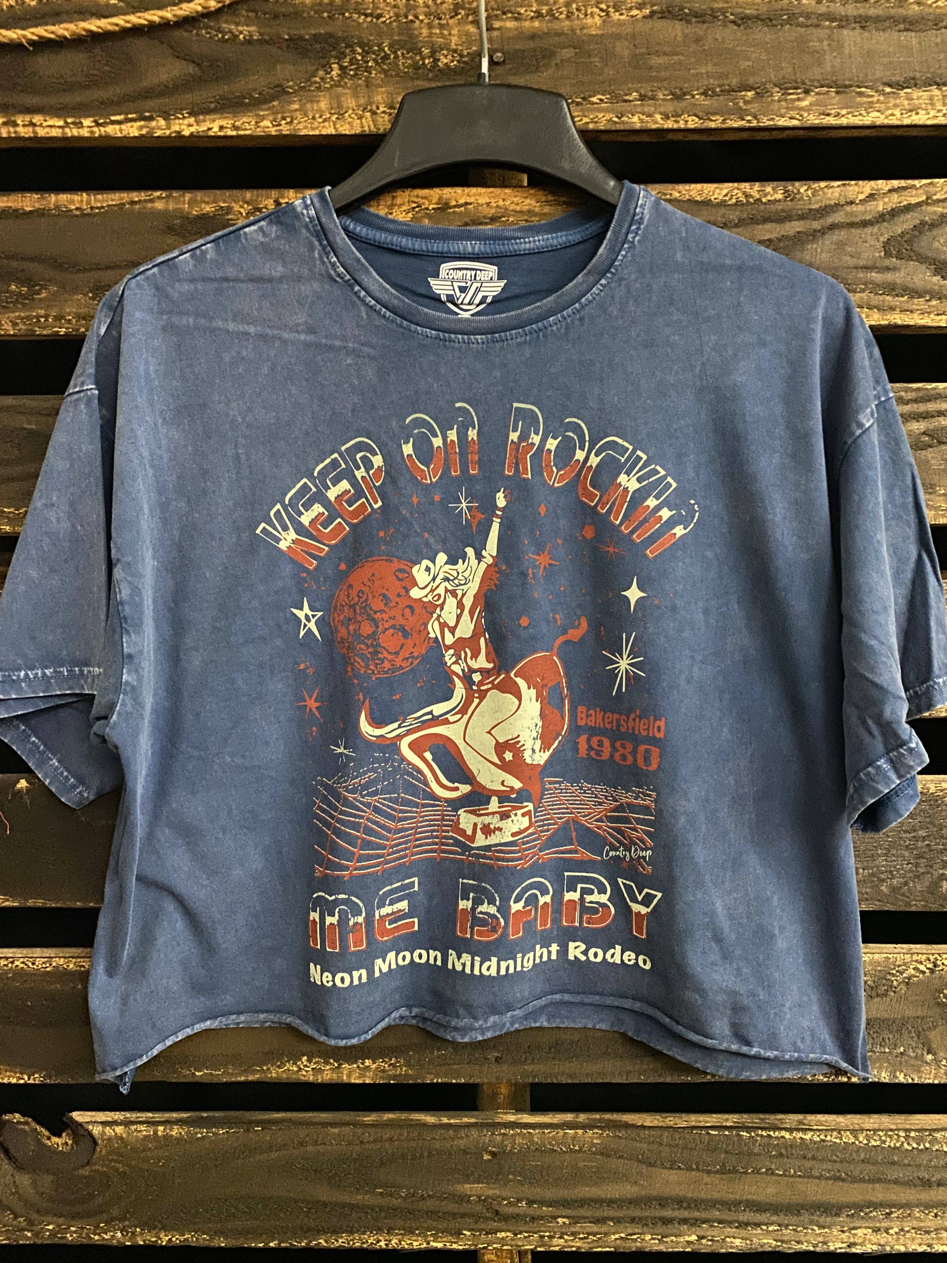 Keep On Rockin Me Baby Oversized Lava Washed Cropped T- Shirt Hoodie, Sweatshirt | PodTeesHub.com