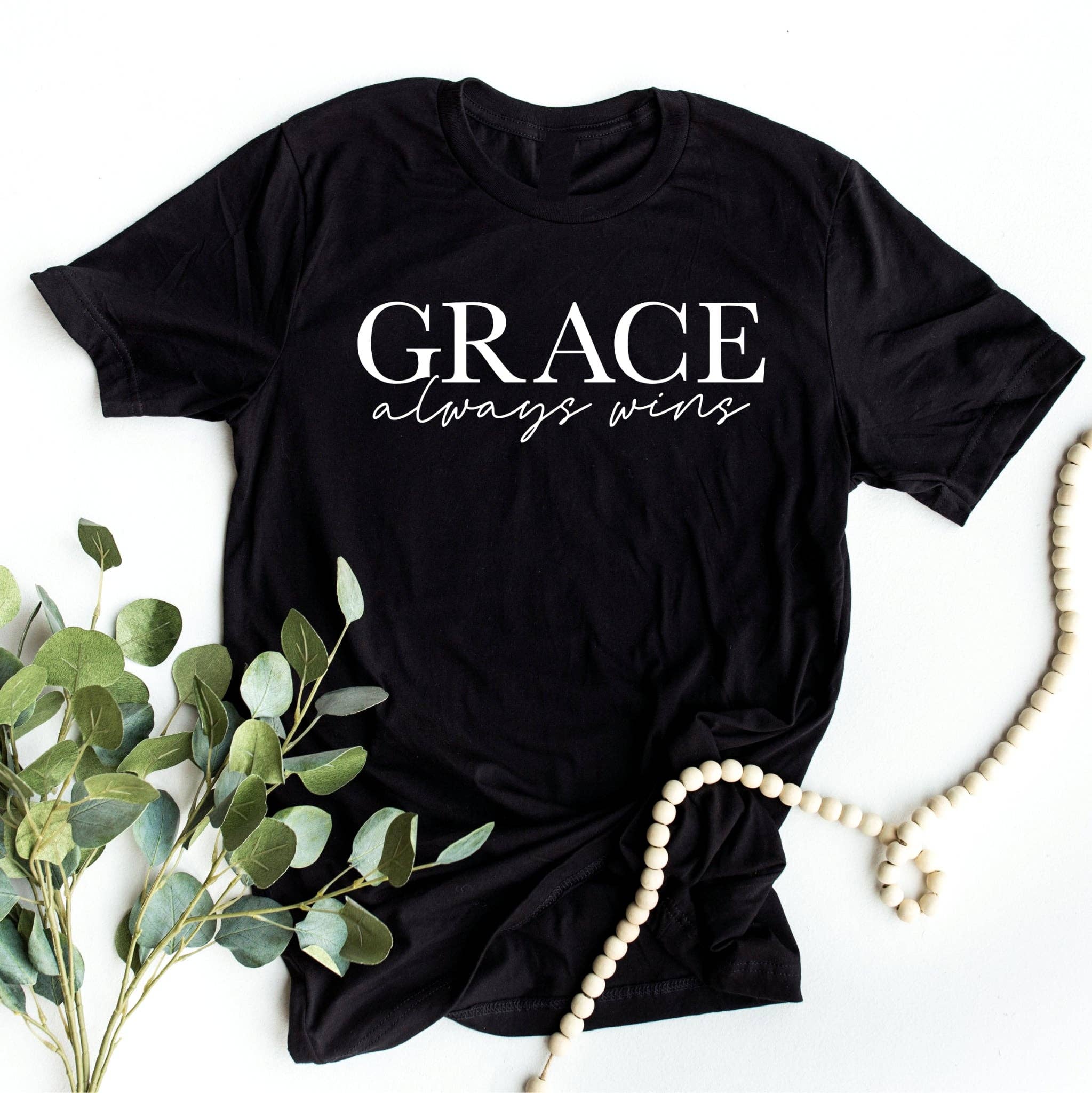 Christian Grace Upon Grace Spring Black Bella Graphic Tee Hoodie, Sweatshirt | PodTeesHub.com