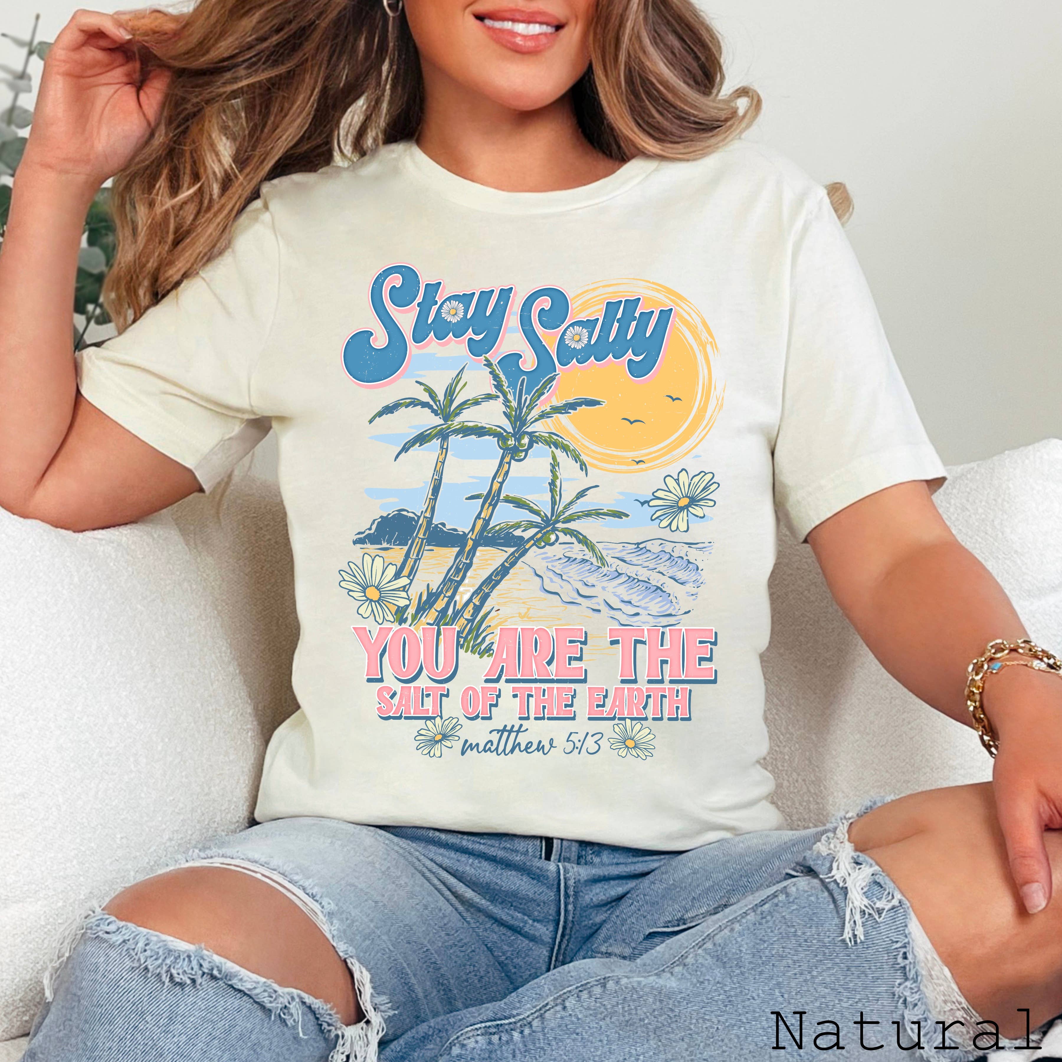 Stay Salty Christian Graphic Tee  | Bella Canvas Hoodie, Sweatshirt | PodTeesHub.com