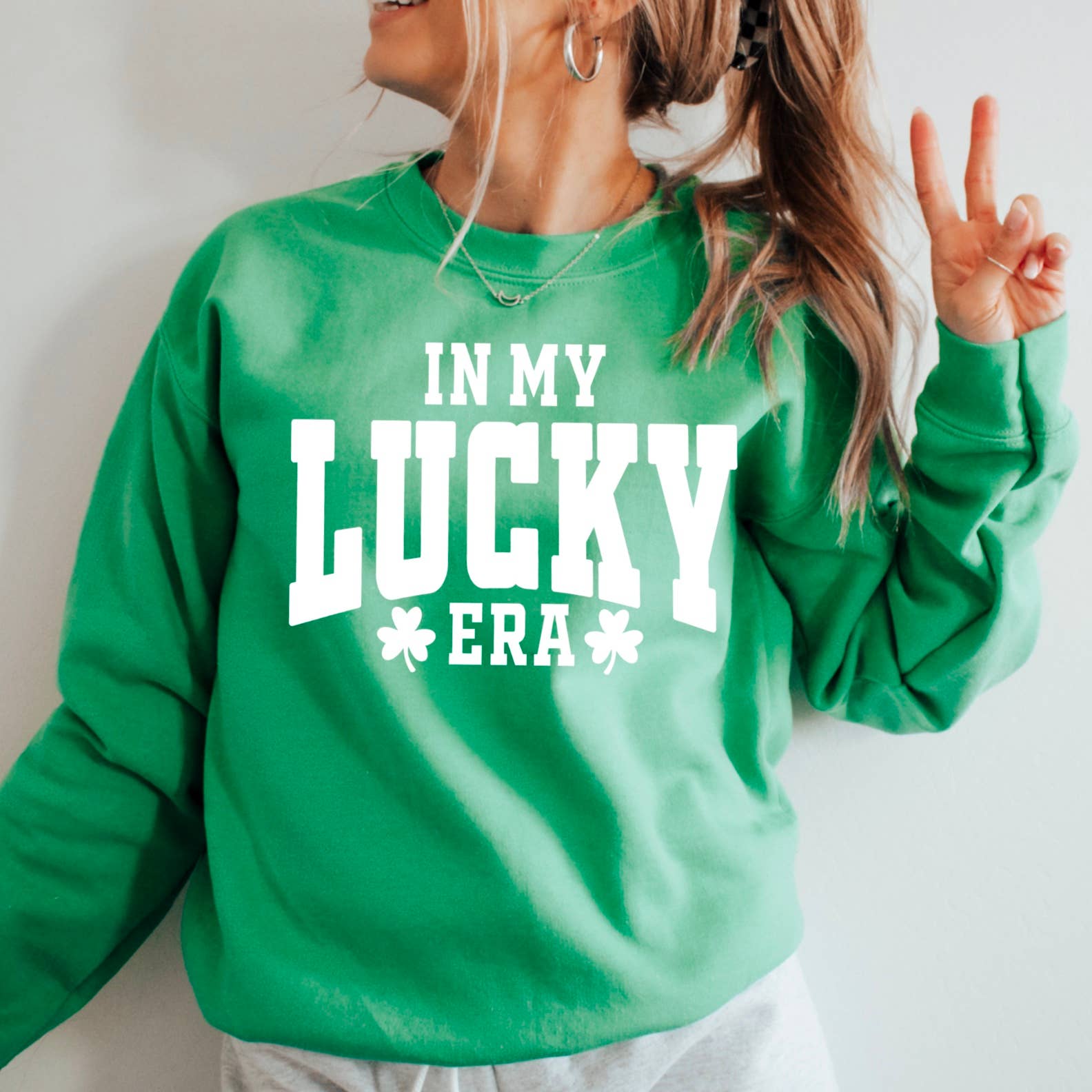 In My Lucky Era St. Patricks Day Graphic Crewneck Sweatshirt T-Shirts, Hoodie | PodTeesHub.com
