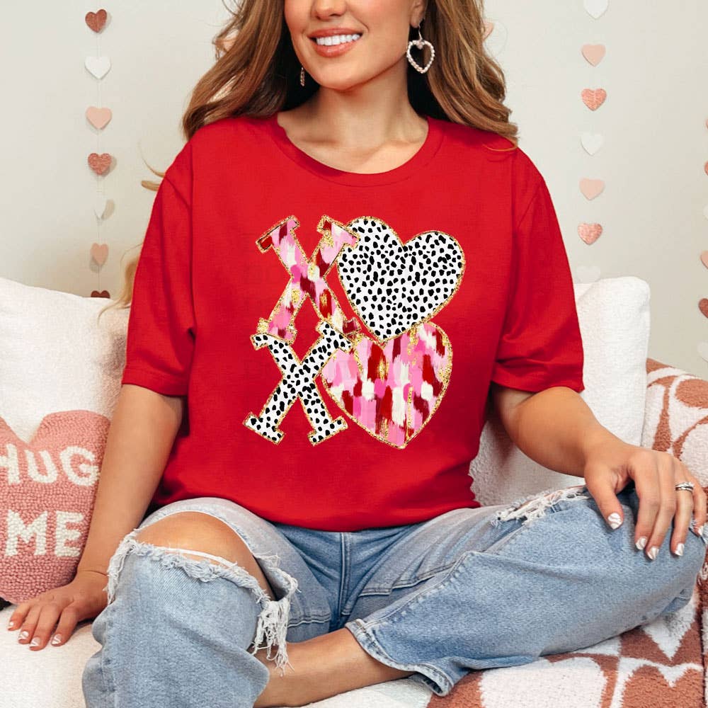 Xoxo Black Dots Faux Glitter Tee Hoodie, Sweatshirt | PodTeesHub.com