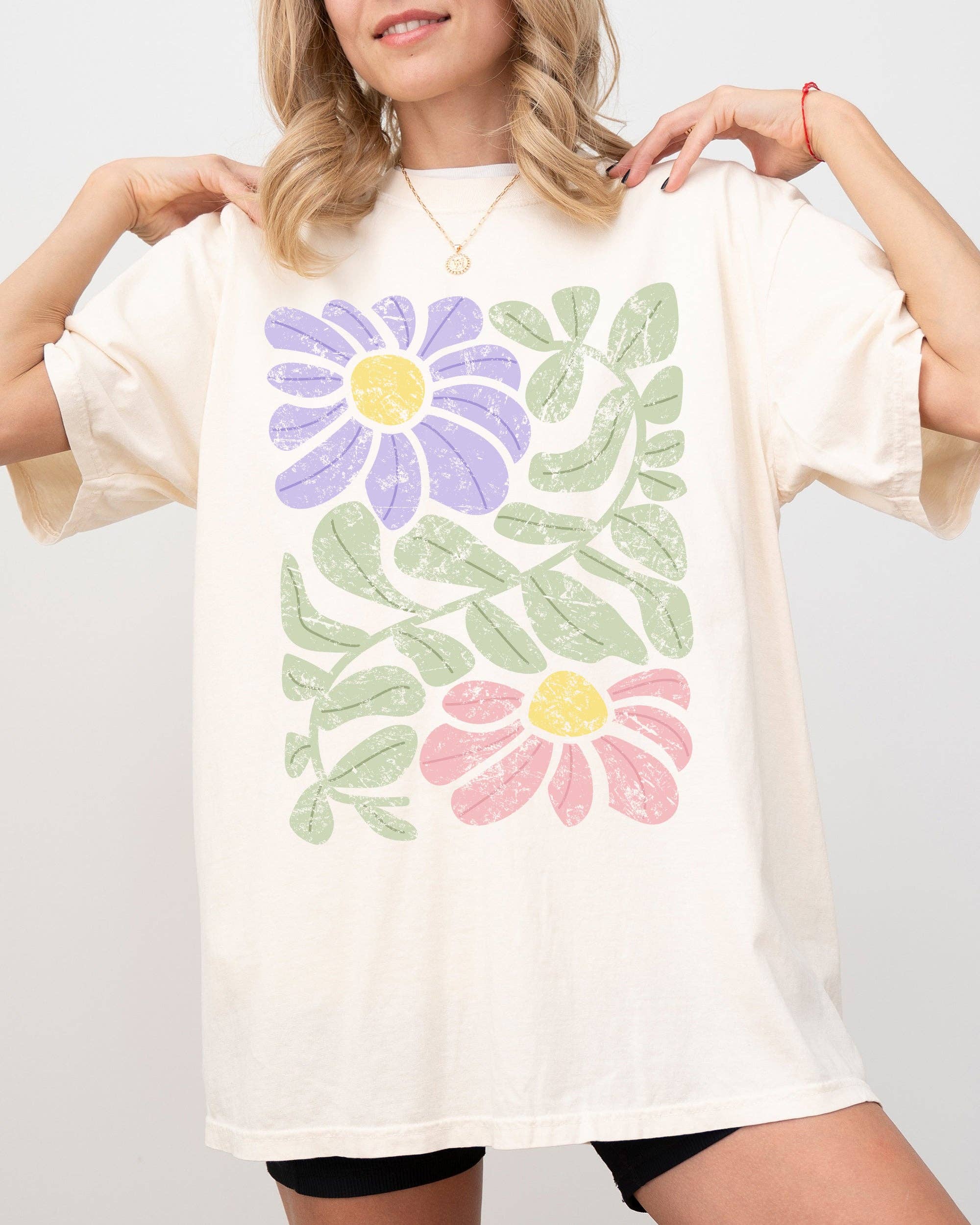 Vintage, Abstract Flowers, Boho Floral, Summer Vibes Shirt Hoodie, Sweatshirt | PodTeesHub.com