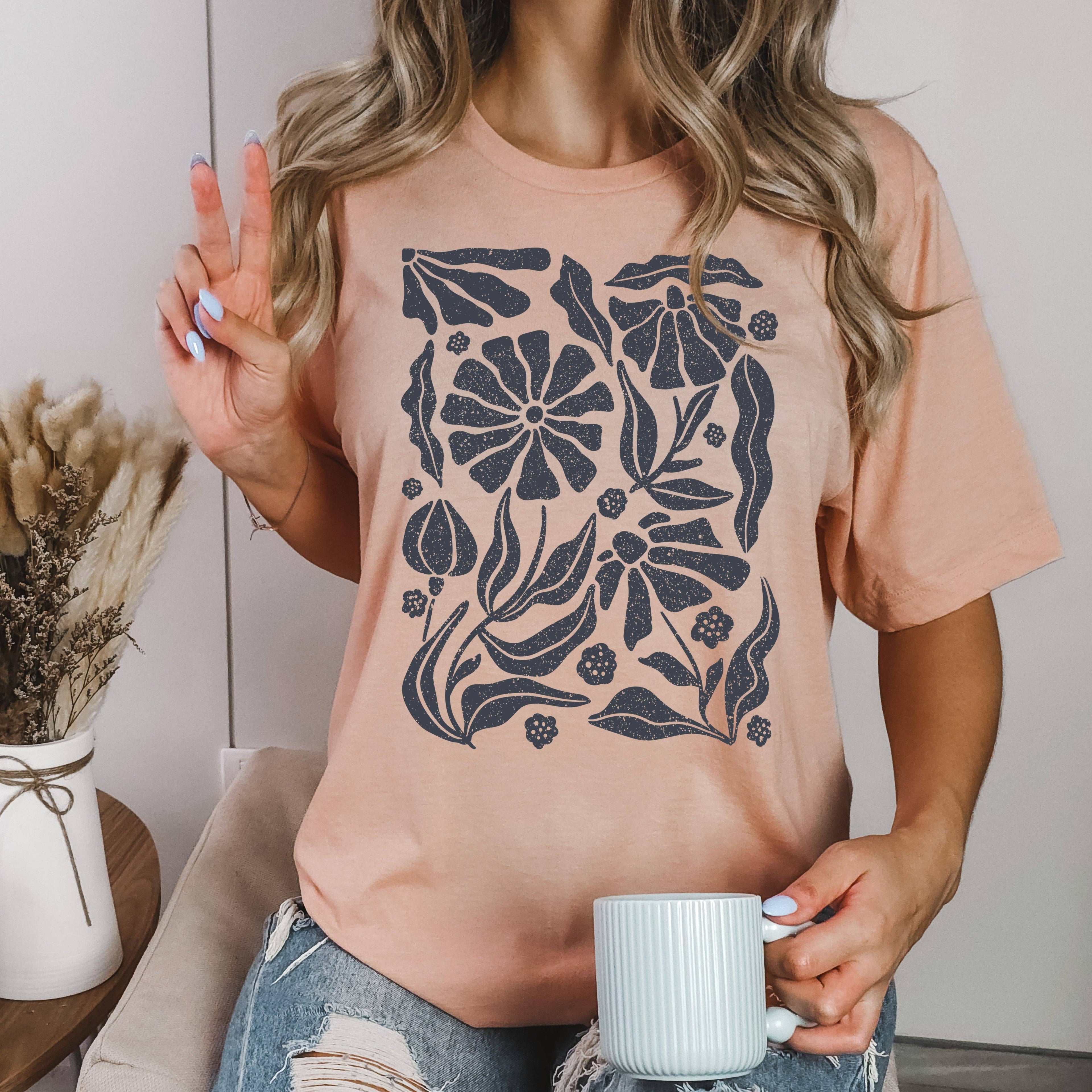 Blue Floral Tee Hoodie, Sweatshirt | PodTeesHub.com