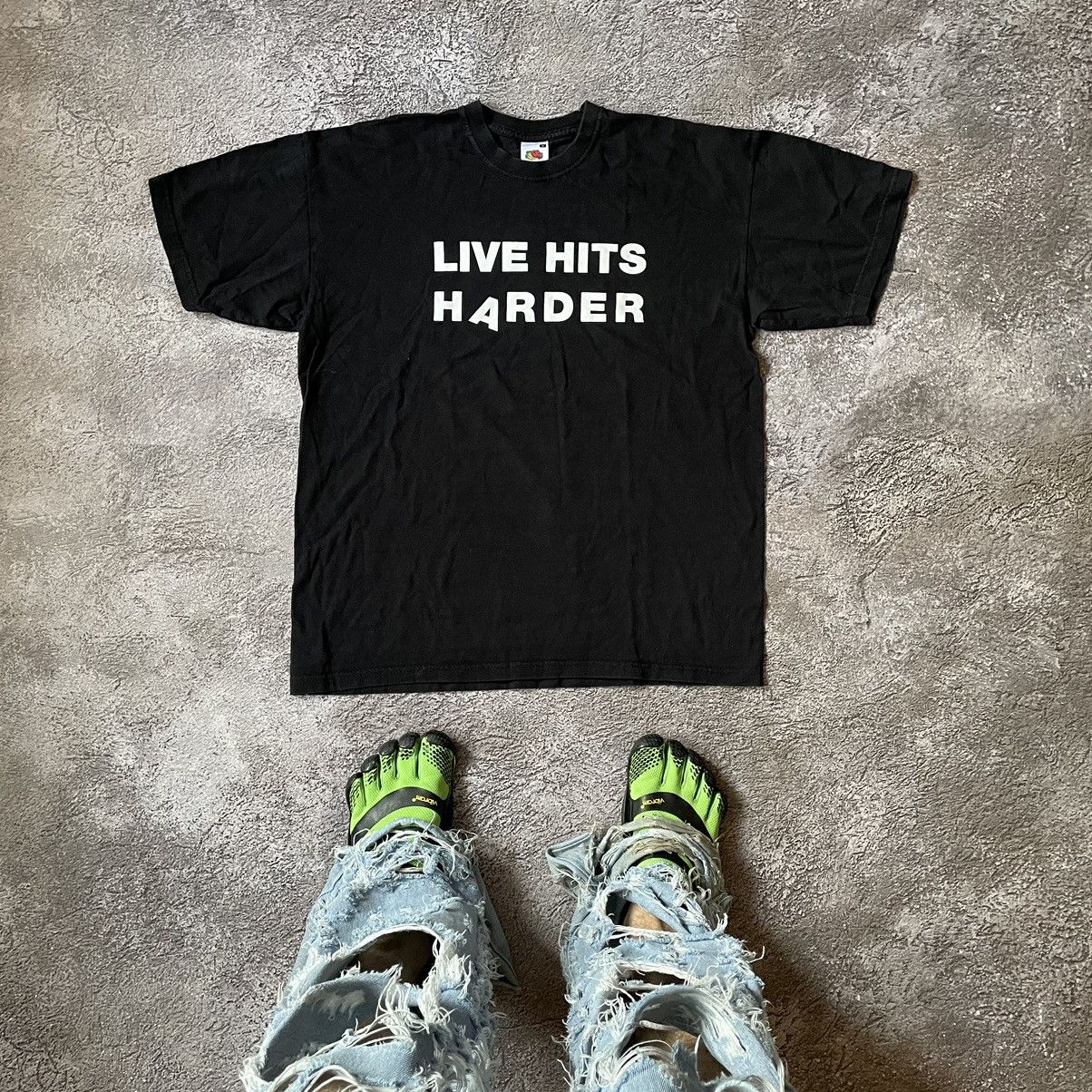 Band Tees Vintage Y2k Adult Live Hits Harder Slogan Funny Tee Hoodie, Sweatshirt | PodTeesHub.com