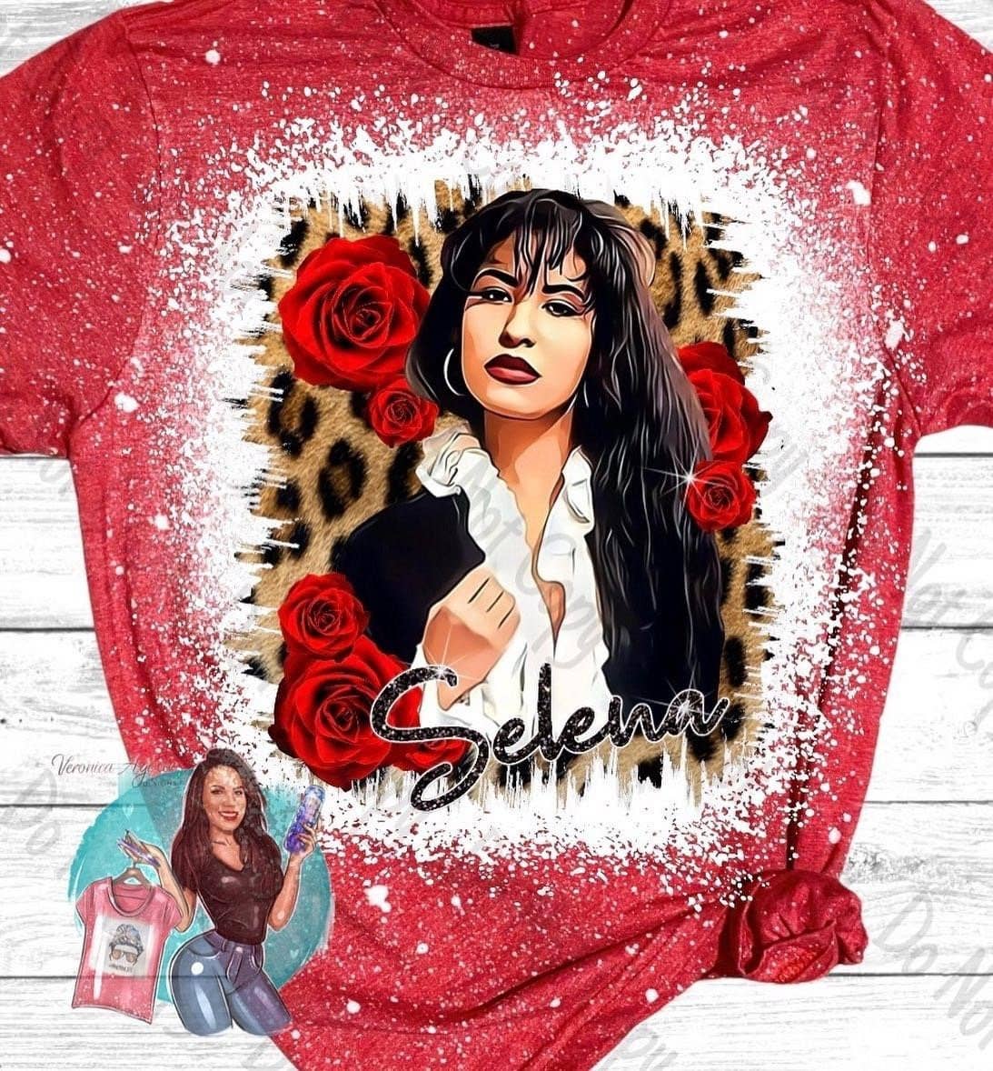 Selena Roses Leopard Bleached T-Shirt - Trendy Graphic Tee Hoodie, Sweatshirt | PodTeesHub.com