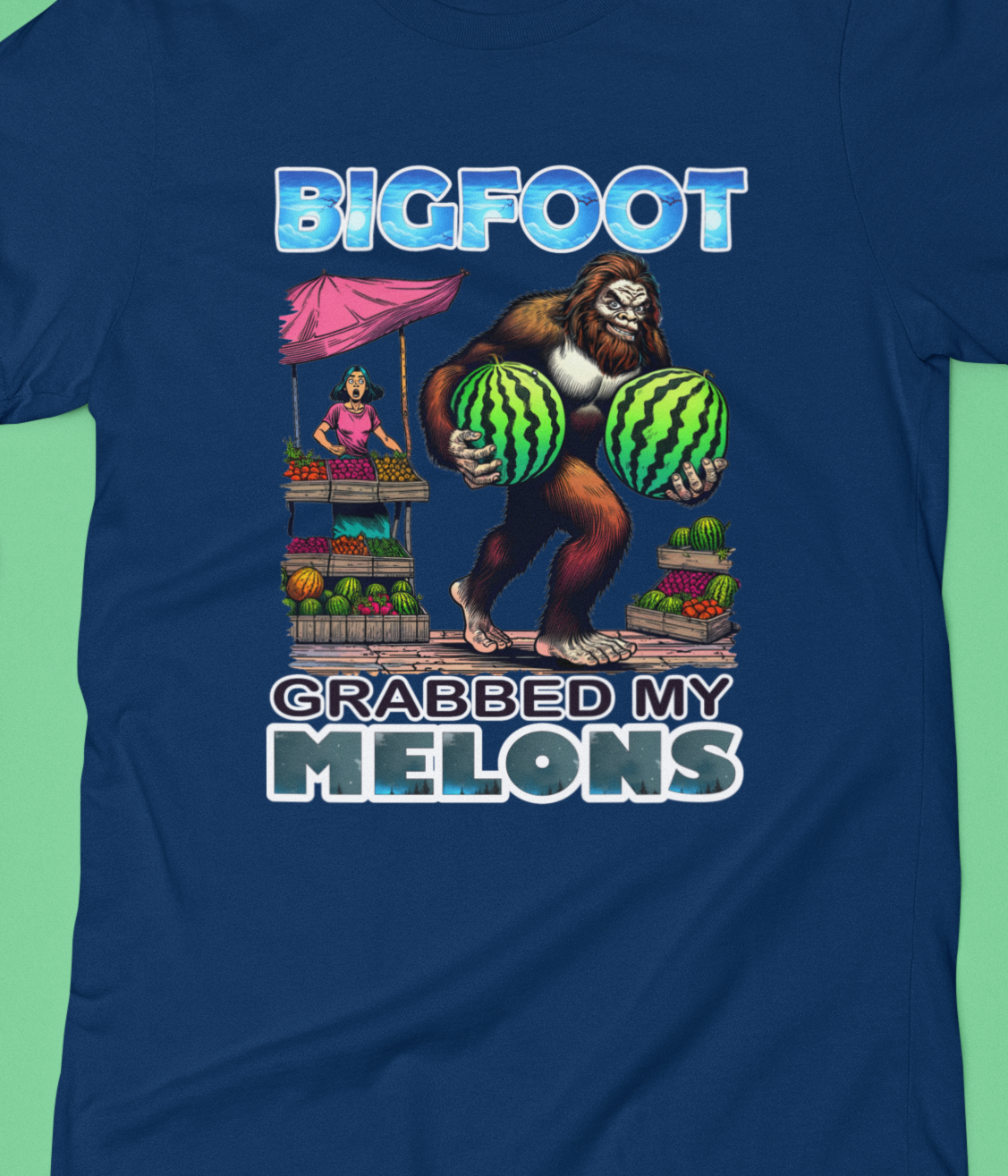 Bigfoot Grabbed My Melons T-Shirt (Black or Navy) Hoodie, Sweatshirt | PodTeesHub.com