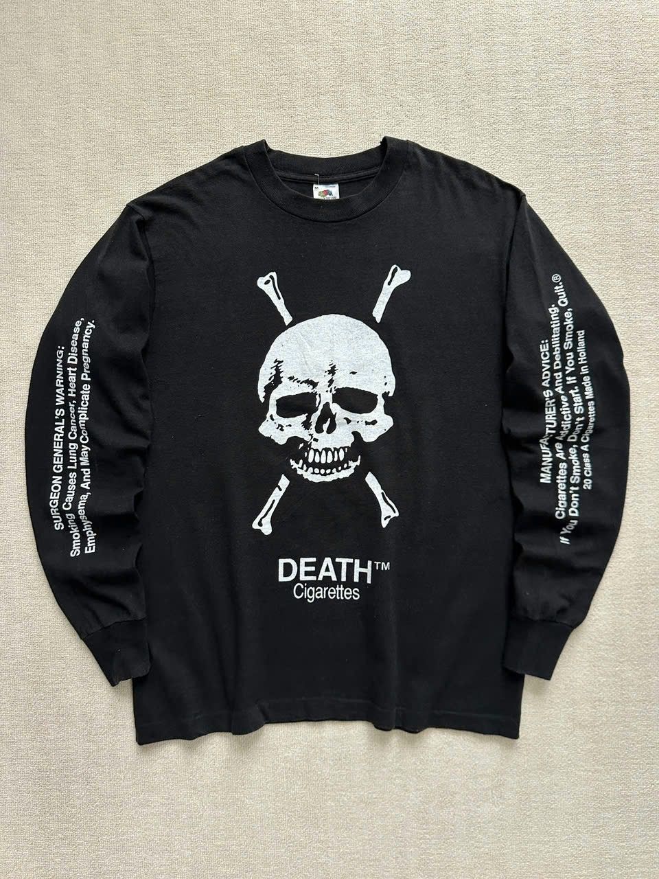 Vintage 1990 Death Cigarettes Long Sleeve Worn T-Shirts, Hoodie, Sweatshirt