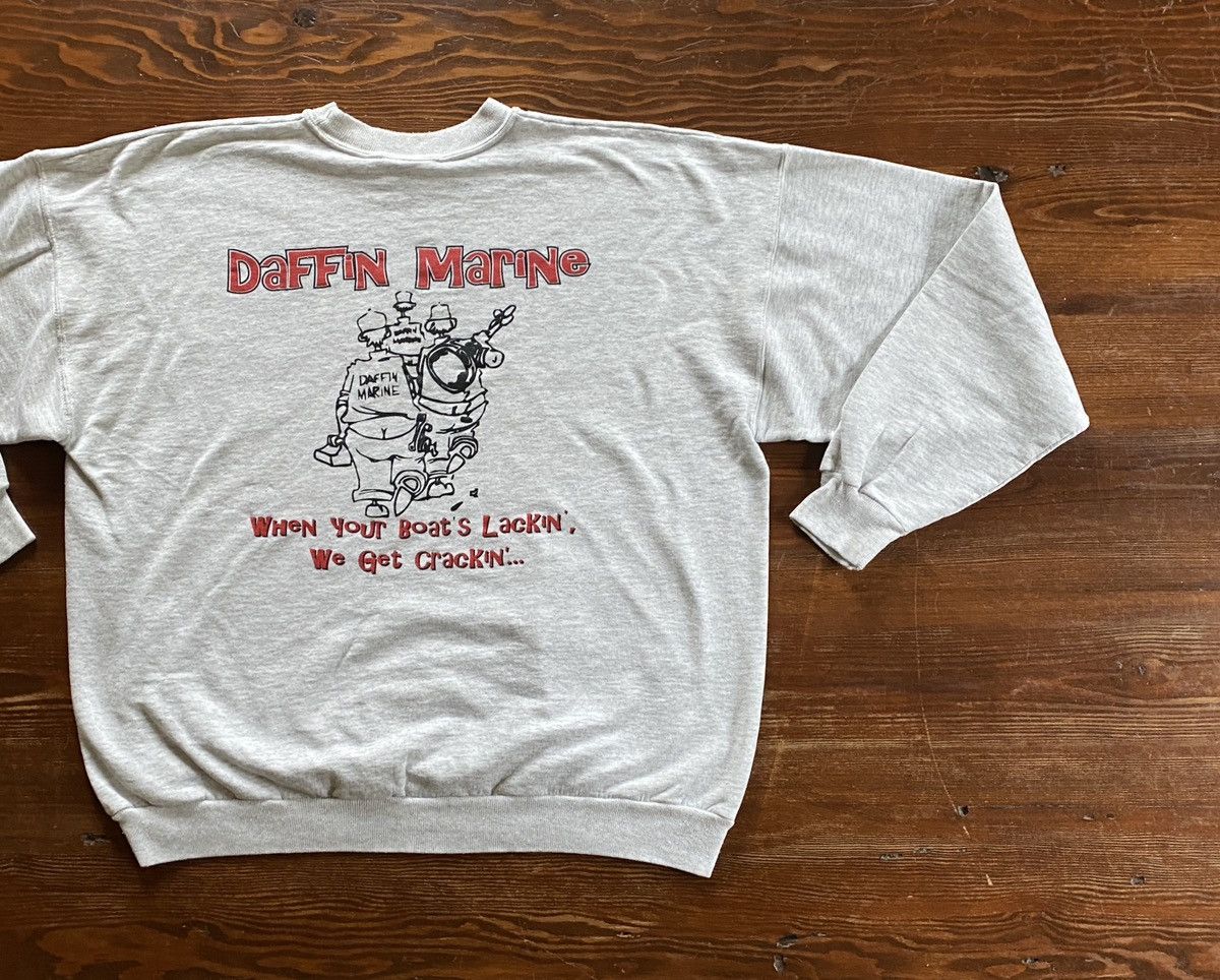 Hanes Vintage Daffin Marine Fishing Short Boxy Crewneck Sweatshirt T-Shirts, Hoodie | PodTeesHub.com