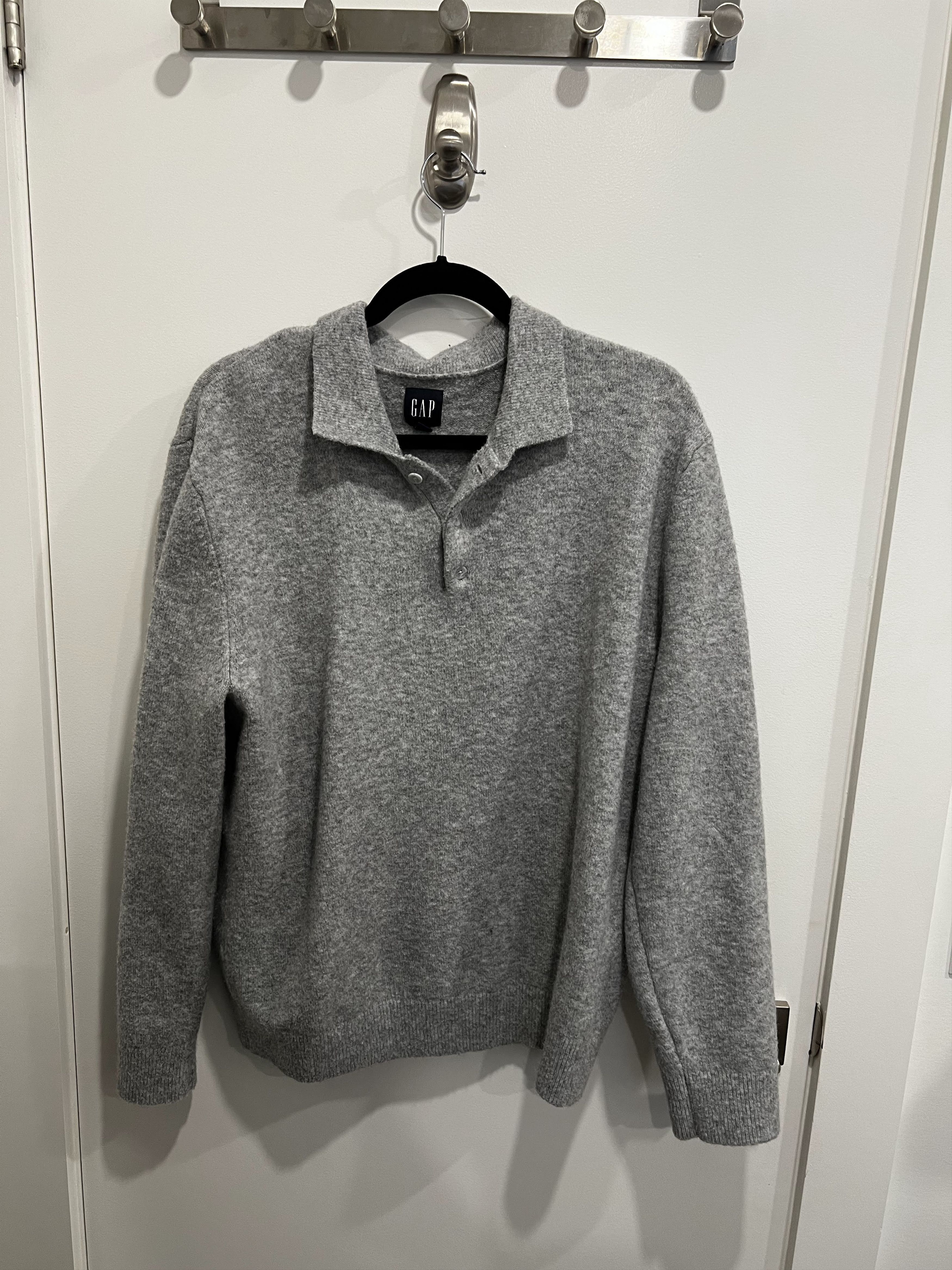 Gap Long Sleeve Wool Blend Polo Shirt Hoodie, Sweatshirt | PodTeesHub.com