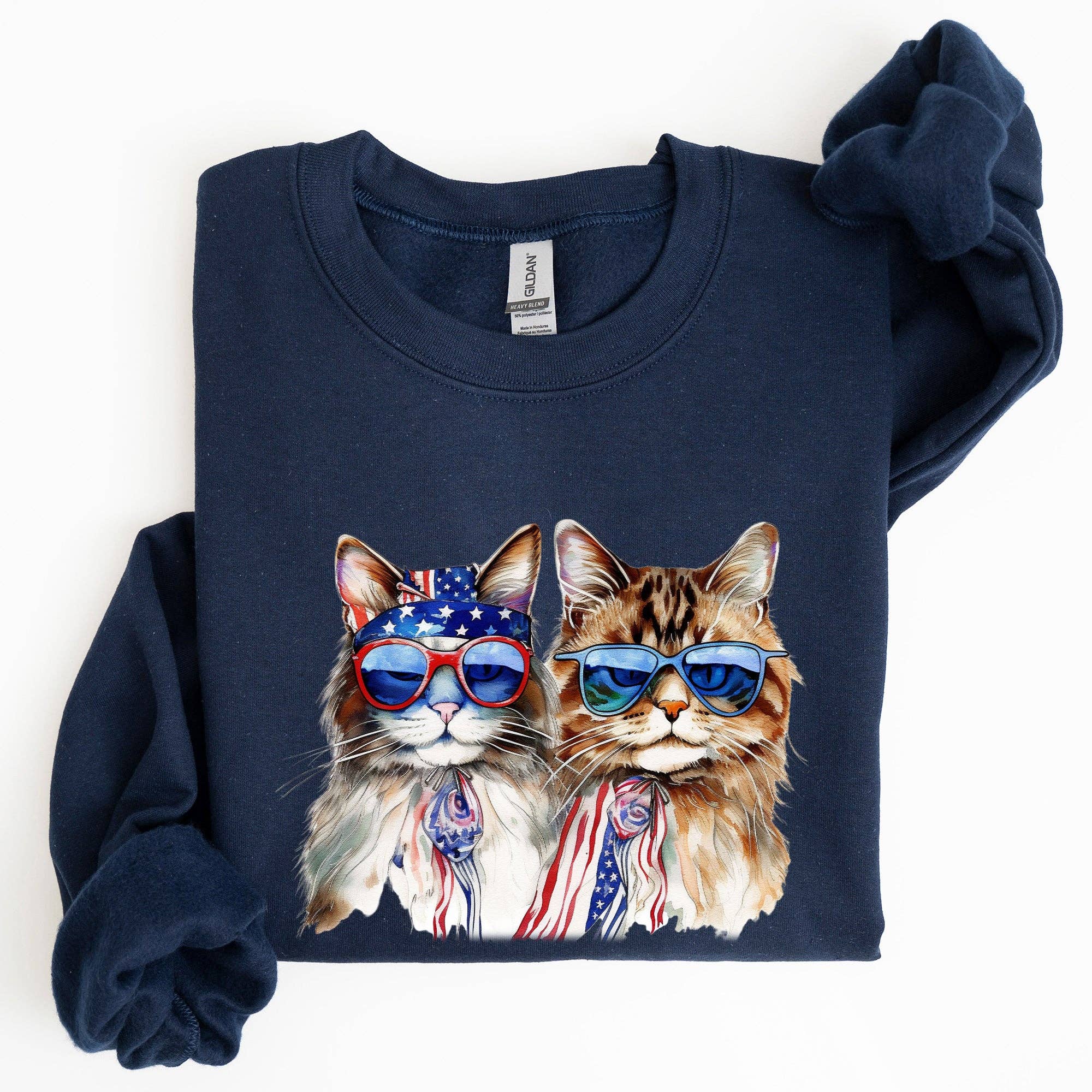 Patriotic Cats, Hippie, Funny, 4th of July Sweatshirt T-Shirts, Hoodie | PodTeesHub.com