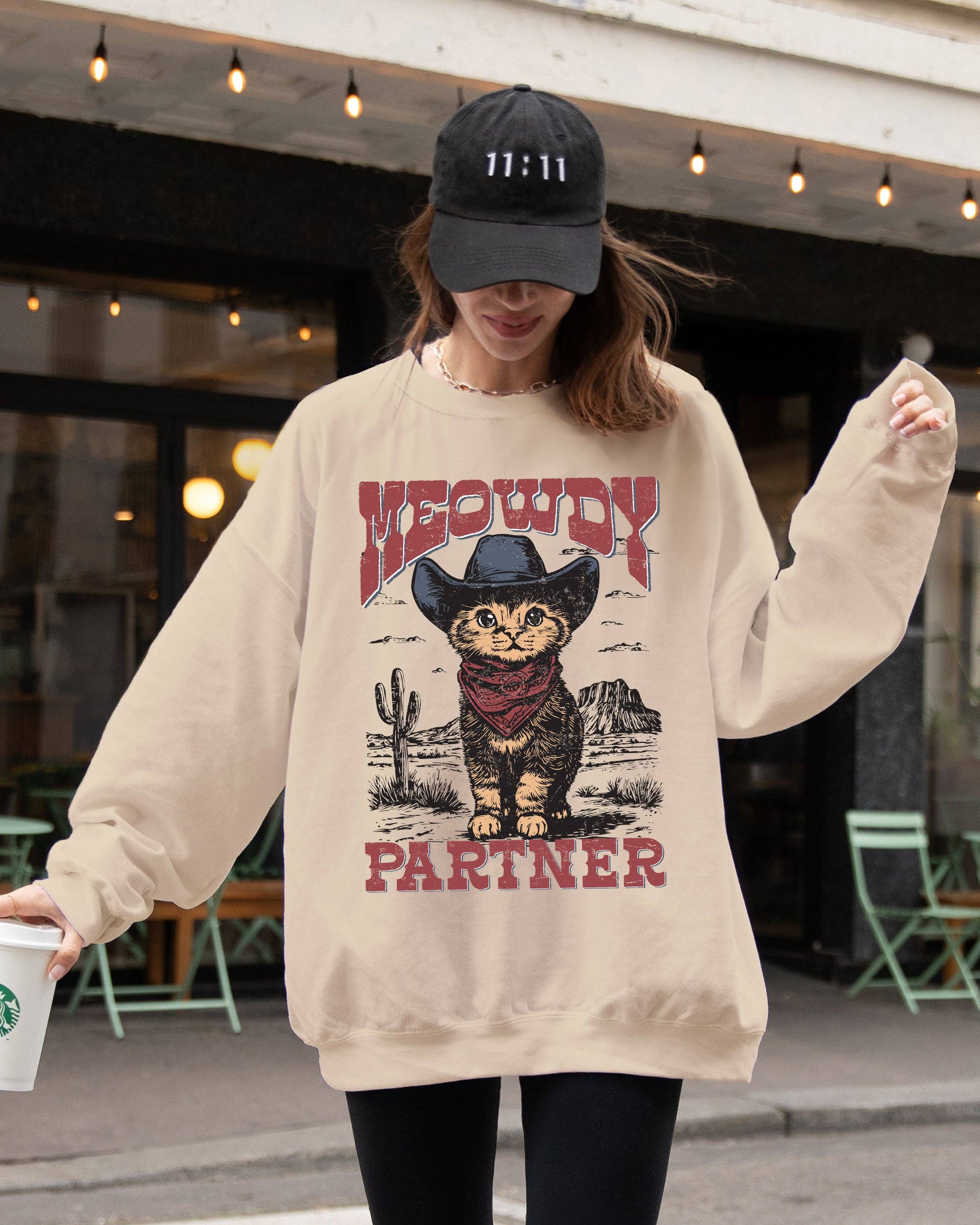 Meowdy Partner, Cowboy Cat, Cowgirl Howdy Yee Haw Sweatshirt T-Shirts, Hoodie | PodTeesHub.com