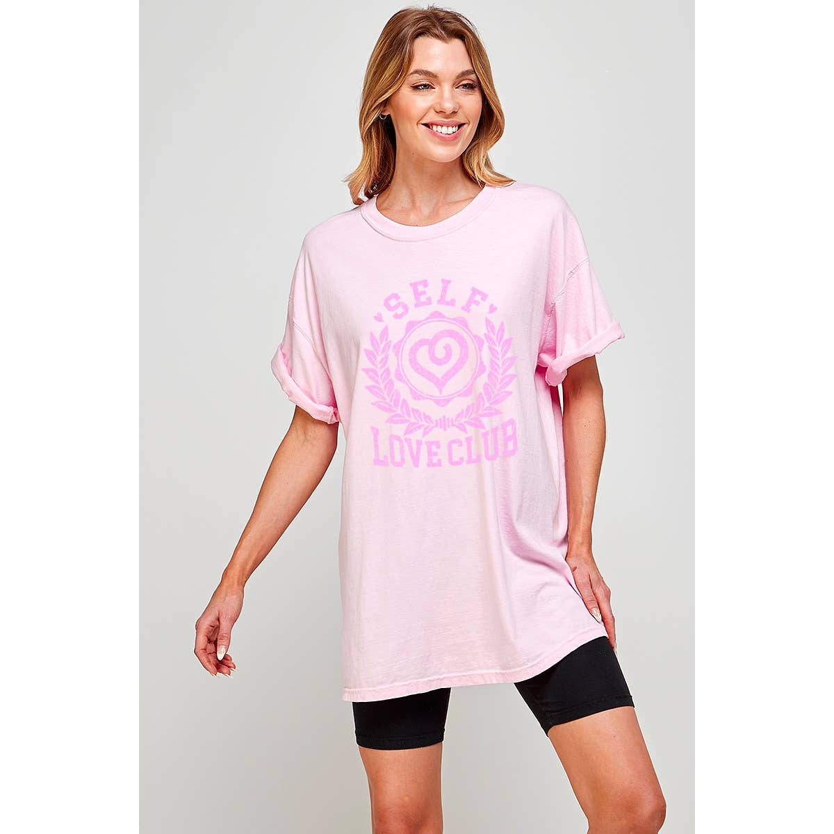 Self Love Club Graphic Oversized Tee Hoodie, Sweatshirt | PodTeesHub.com