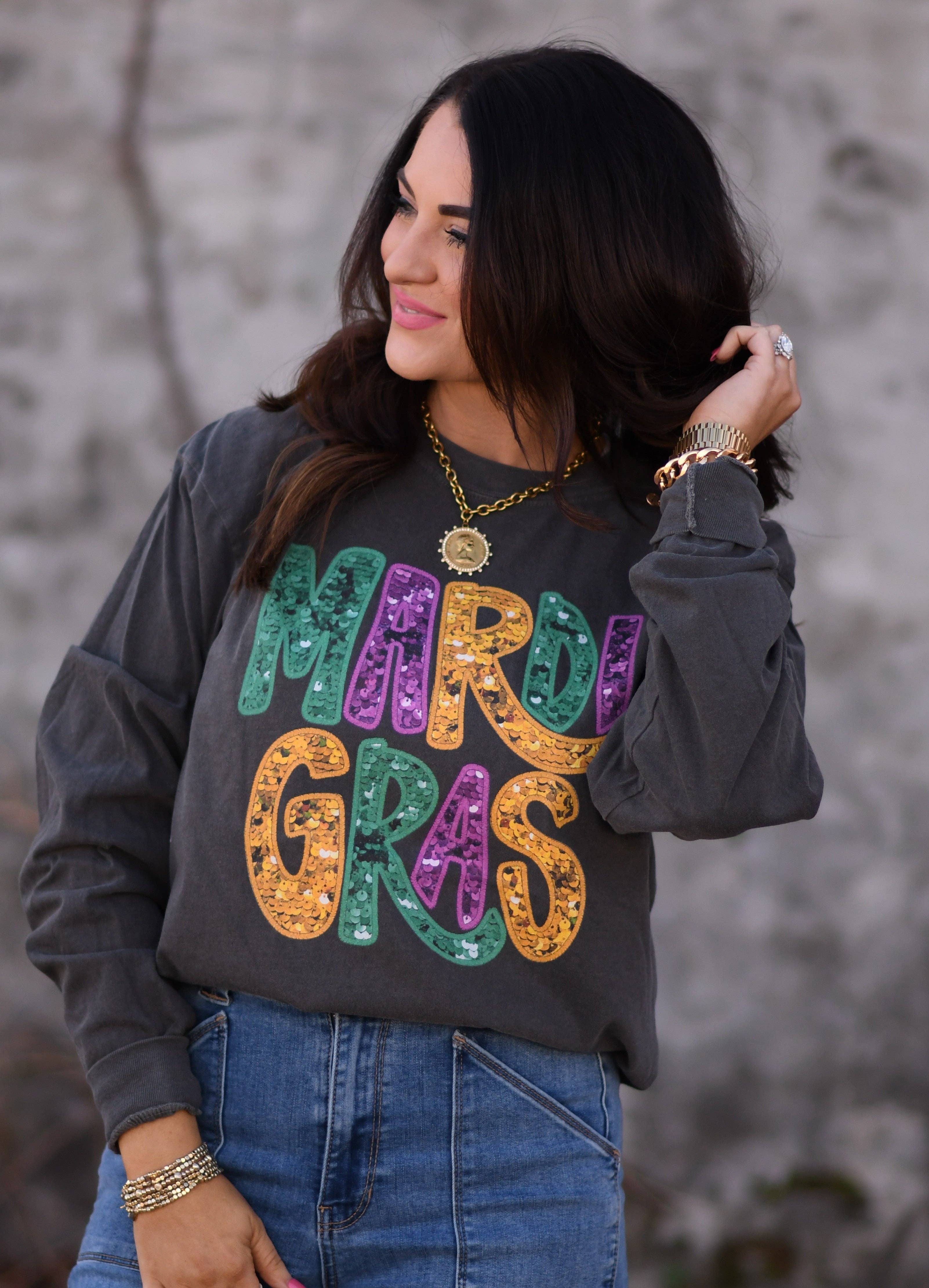 Mardi Gras Faux Sequins Tee/Long Sleeve Tee Hoodie, Sweatshirt | PodTeesHub.com