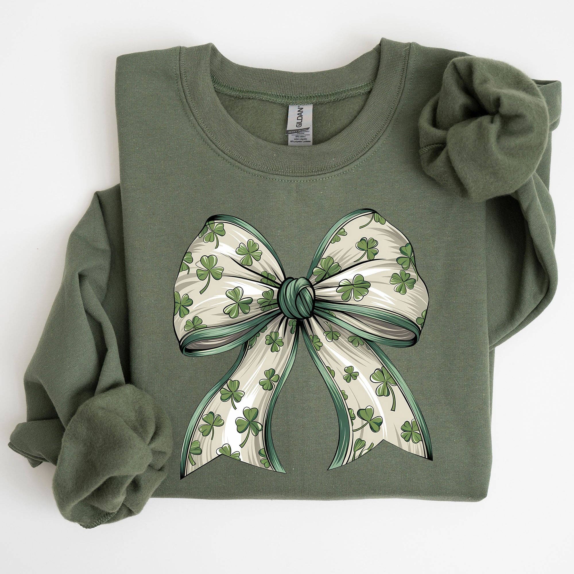 Coquette, Bow, Shamrock, Clover St Patrick's Day Sweatshirt T-Shirts, Hoodie | PodTeesHub.com