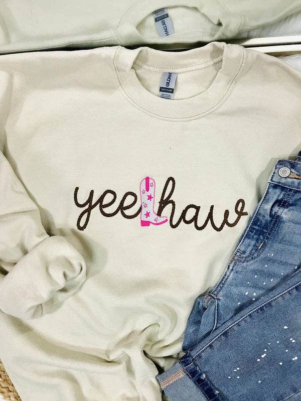 Yee Haw Cowgirl Boot Rope Embroidered Sweatshirt T-Shirts, Hoodie | PodTeesHub.com