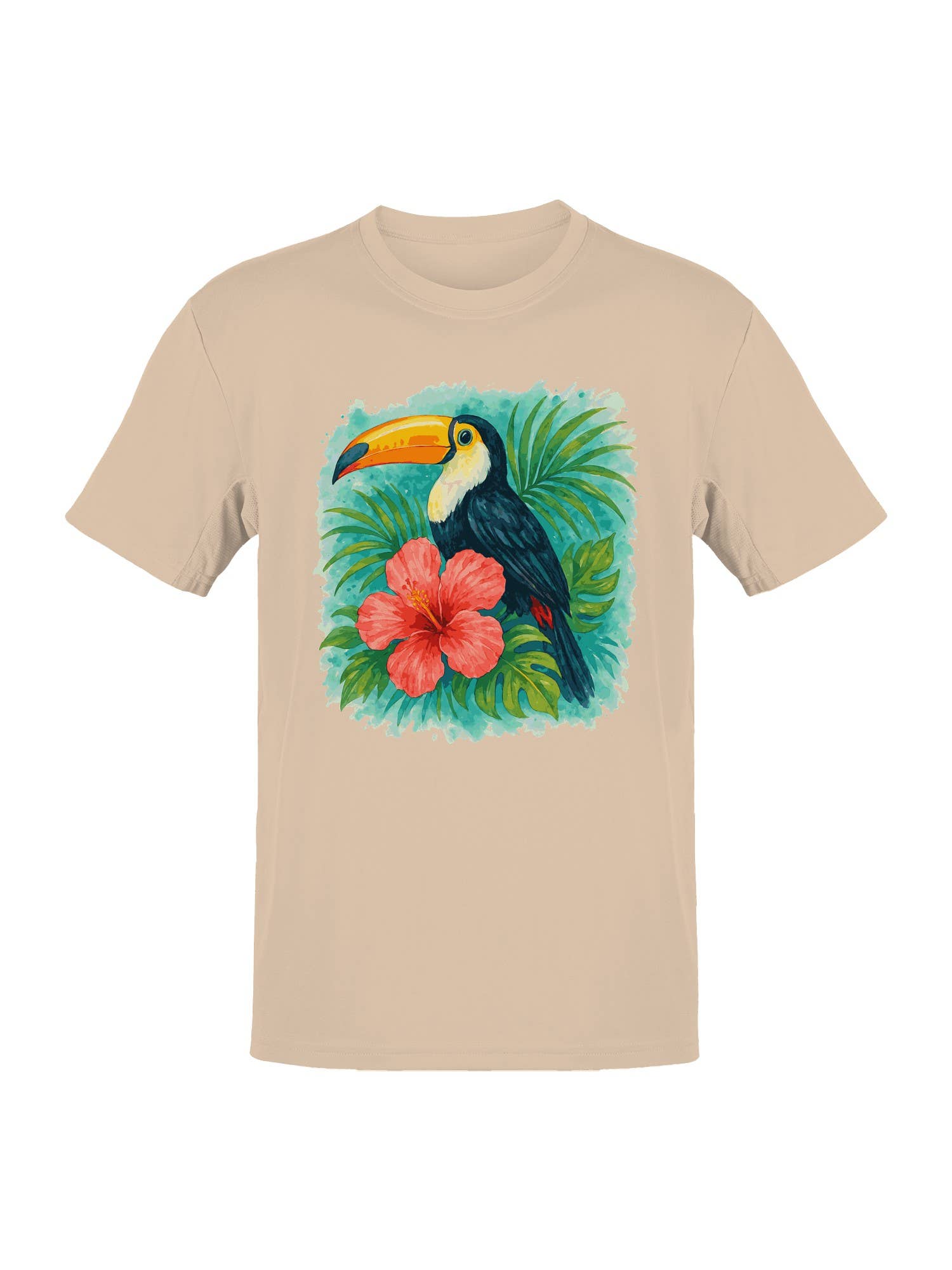 Tropical Toucan and Hibiscus Art Men's T-Shirt Hoodie, Sweatshirt | PodTeesHub.com