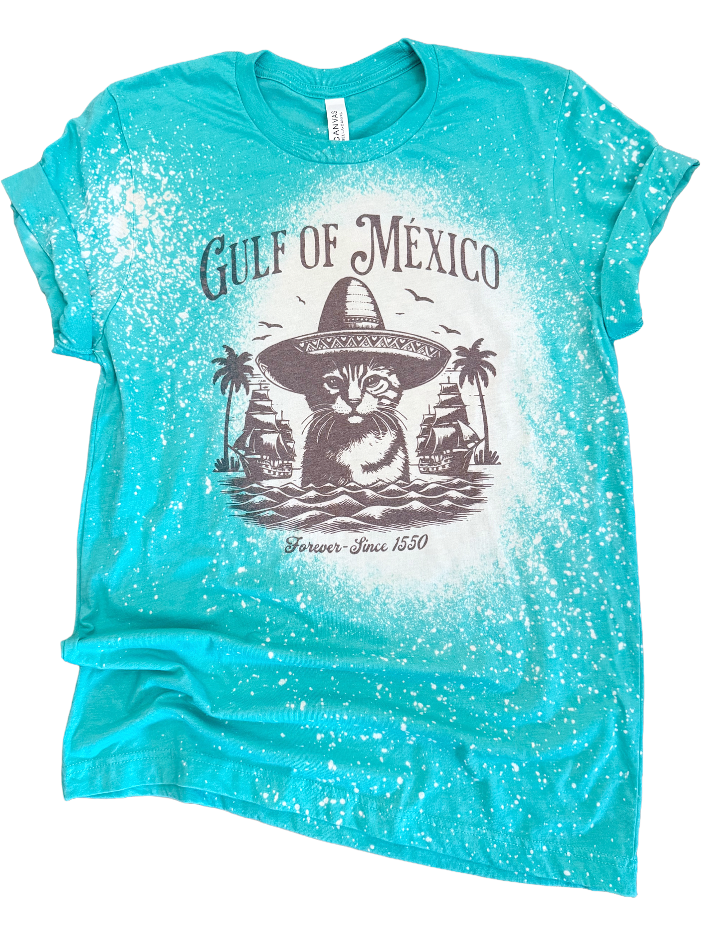 Gulf of Mexico Cat Bleached Tee Hoodie, Sweatshirt | PodTeesHub.com