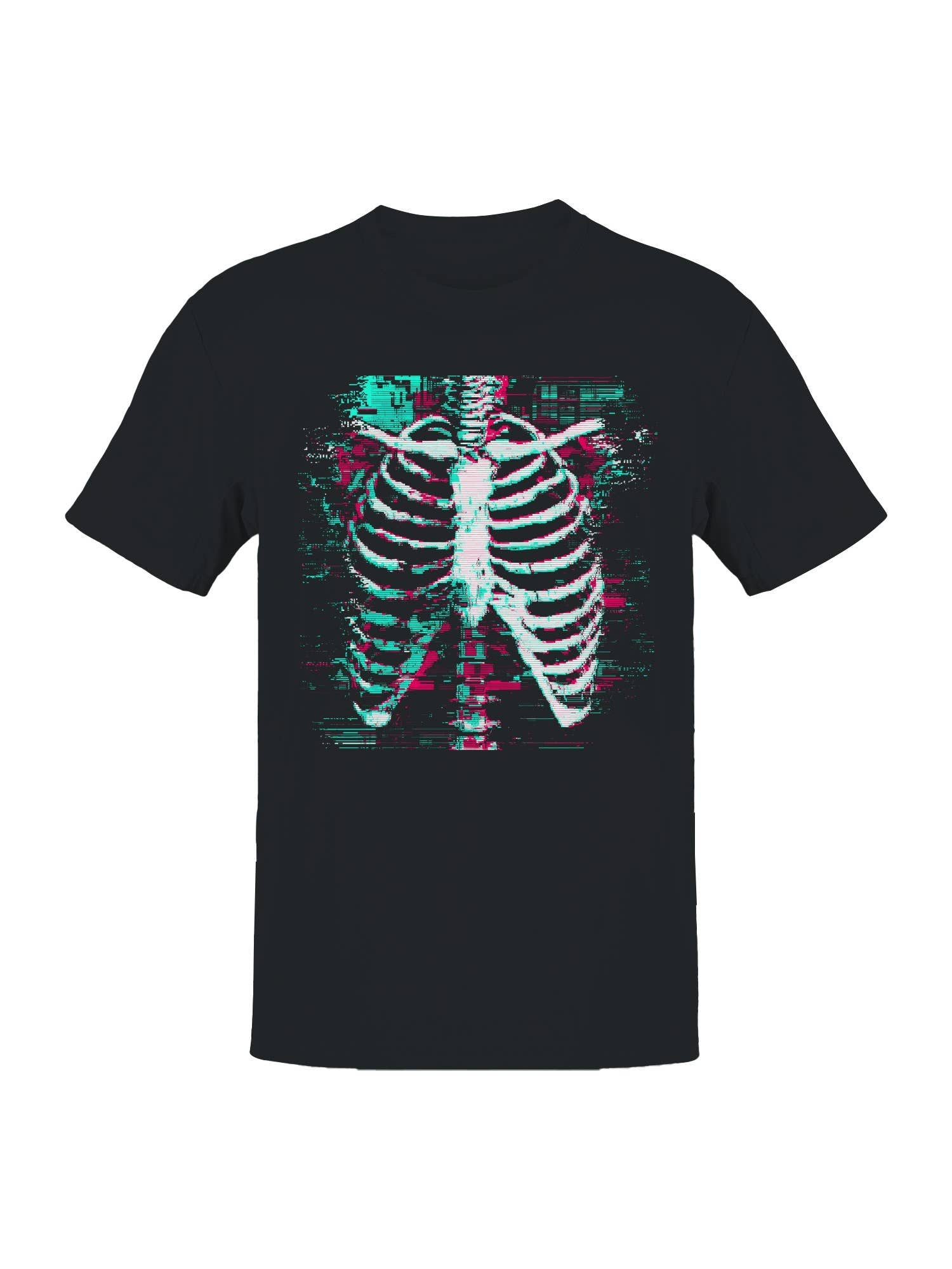 Glitch Art Ribcage Design Men's T-Shirt Hoodie, Sweatshirt | PodTeesHub.com