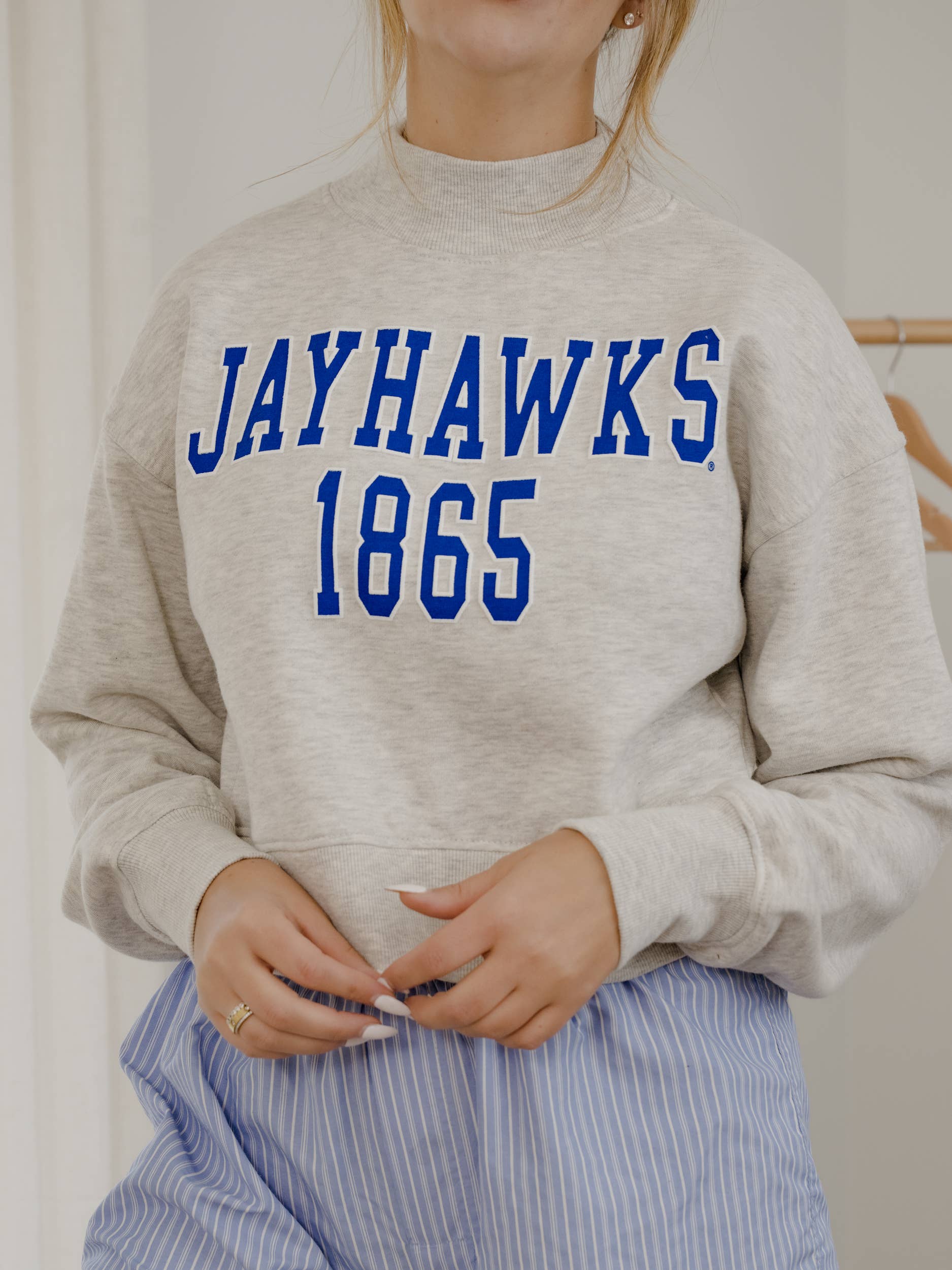 Ku Jayhawks College Block Puff Ink Gray Mock Neck Sweatshirt T-Shirts, Hoodie | PodTeesHub.com