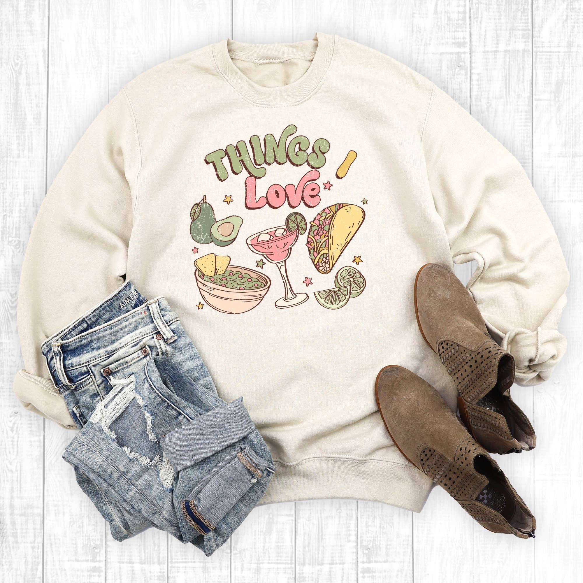 Things I Love Tacos and Margaritas Sweatshirt T-Shirts, Hoodie | PodTeesHub.com