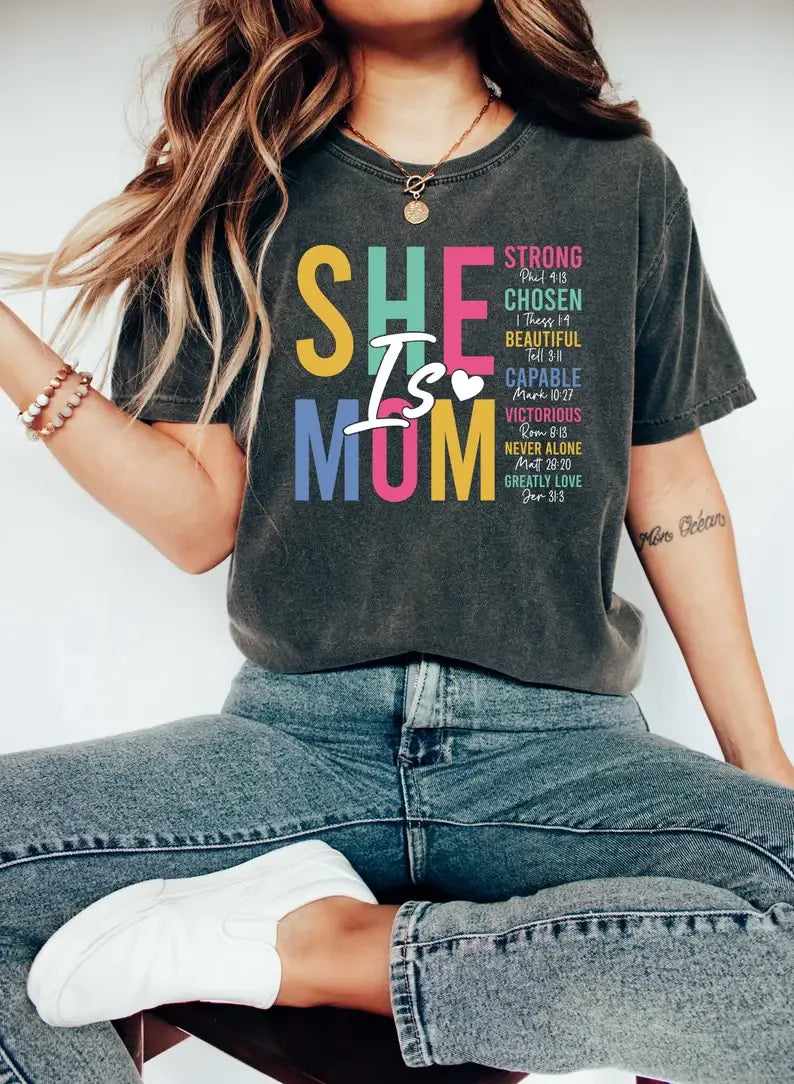 She Is Mom T-Shirt Hoodie, Sweatshirt | PodTeesHub.com