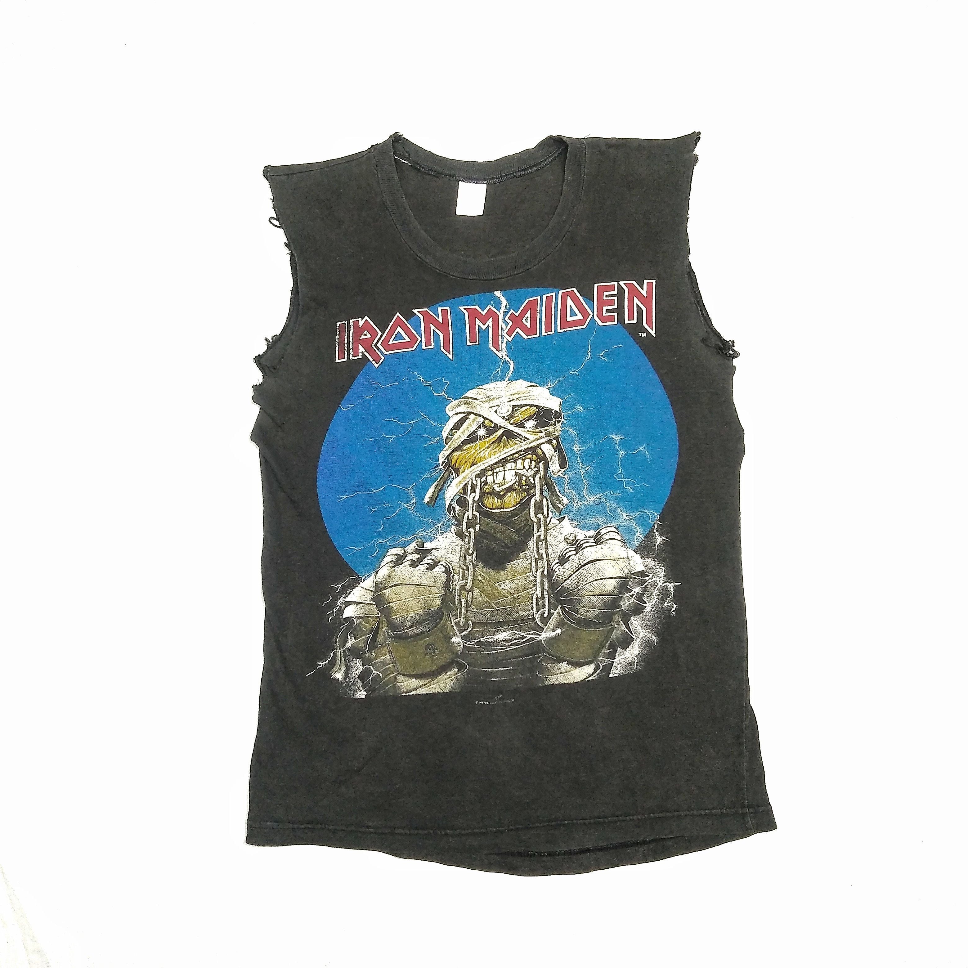 Iron Maiden X Vintage Vintage 80s Iron Maiden World Slavery Distress Shirt Hoodie, Sweatshirt | PodTeesHub.com